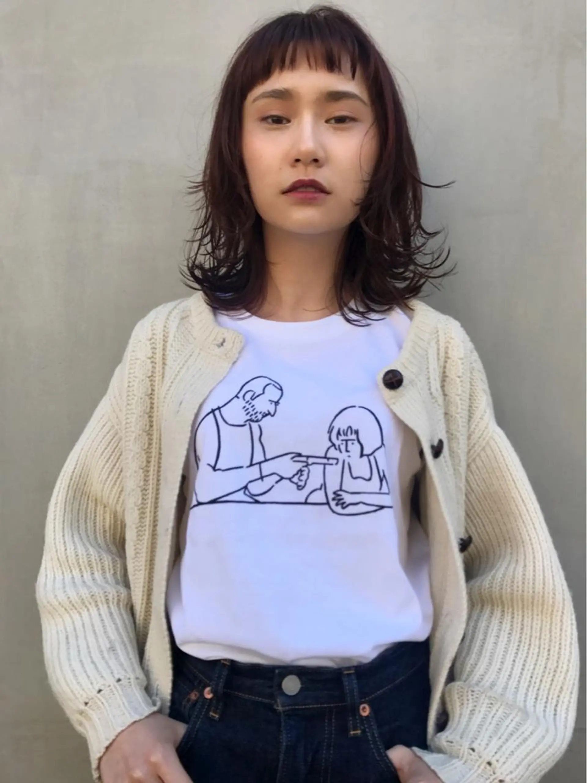 ミディアム カット ヘアカラー トリートメント mood tatemachiのヘアスタイル