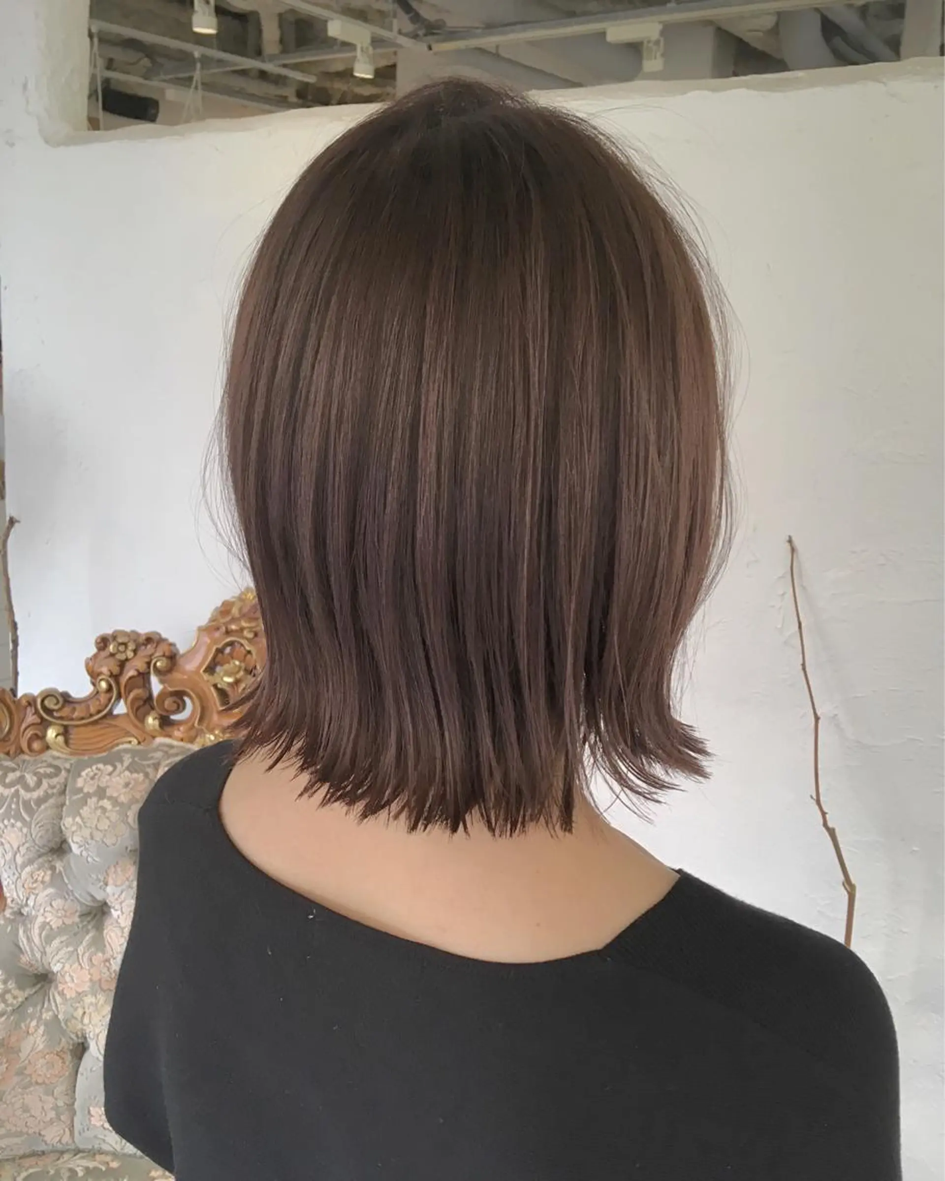 ショート カラー パーマ ヘアアレンジ グレージュ エグチ アキラのヘアスタイル