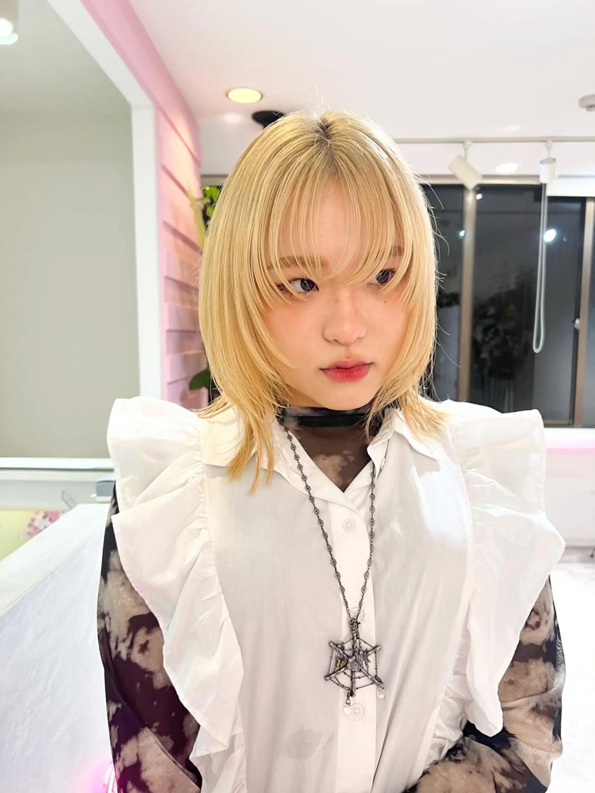 ミディアム カラー ブロンド ヘアカラー トリートメント 🎀ダブルカラー/ ピンク×ガーリー🎀のヘアスタイル