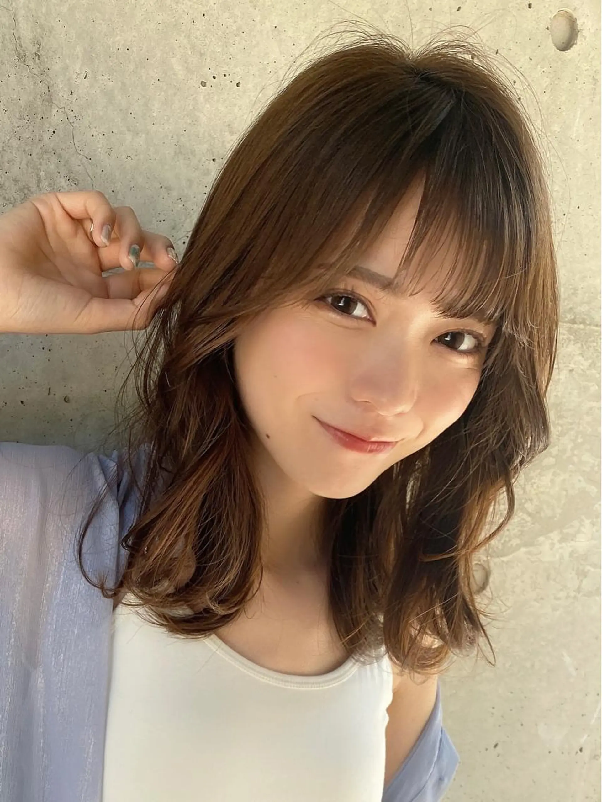 セミロング カラー ベージュカラー ブラウンカラー くびれヘア 髪質改善 縮毛矯正 🧡くびれヘア/前髪 顔周り🧡久原結衣のヘアスタイル