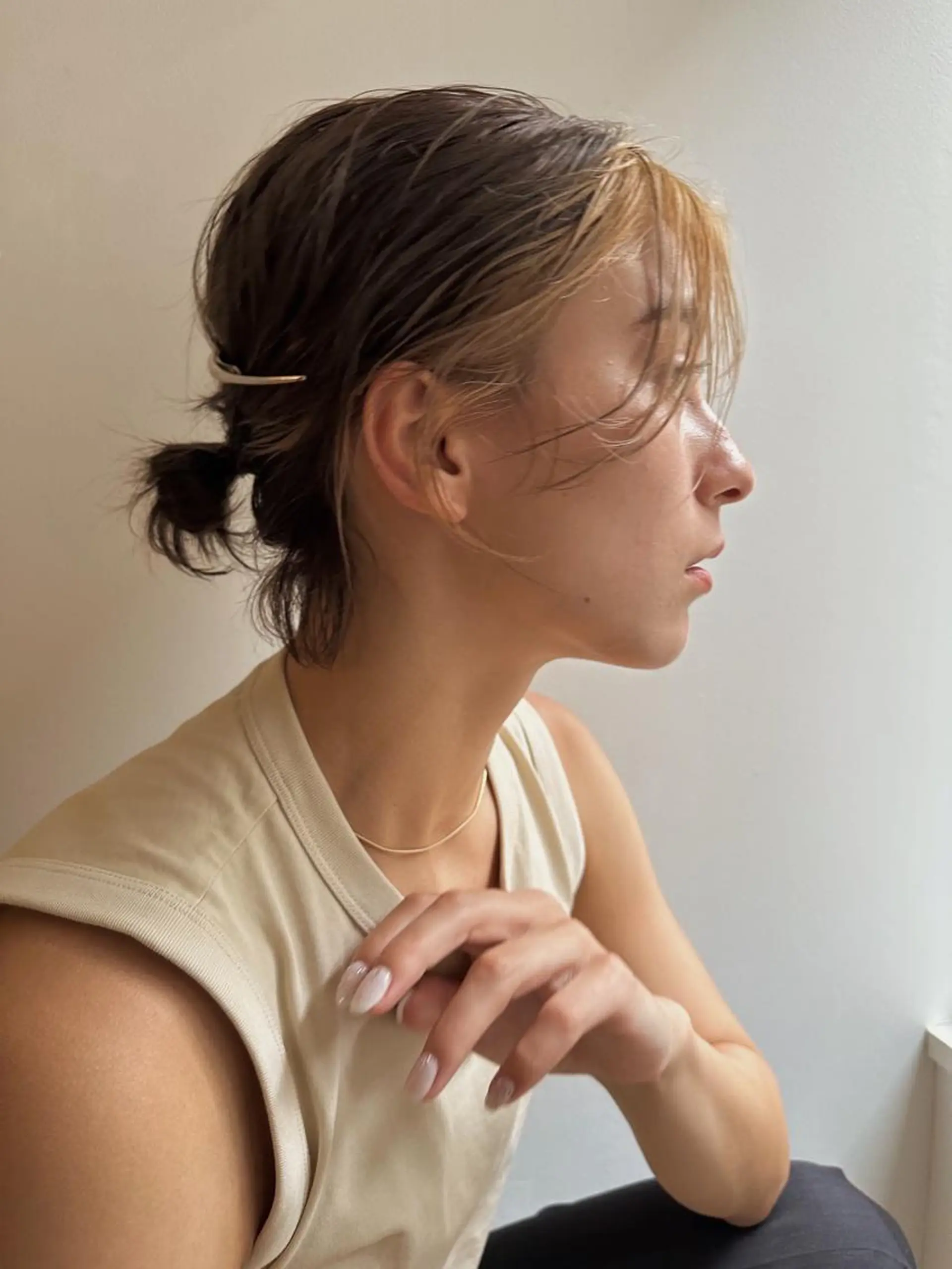 ミディアム カット ヘアカラー 梅田／ベージュ レイヤー／ヌマタのヘアスタイル