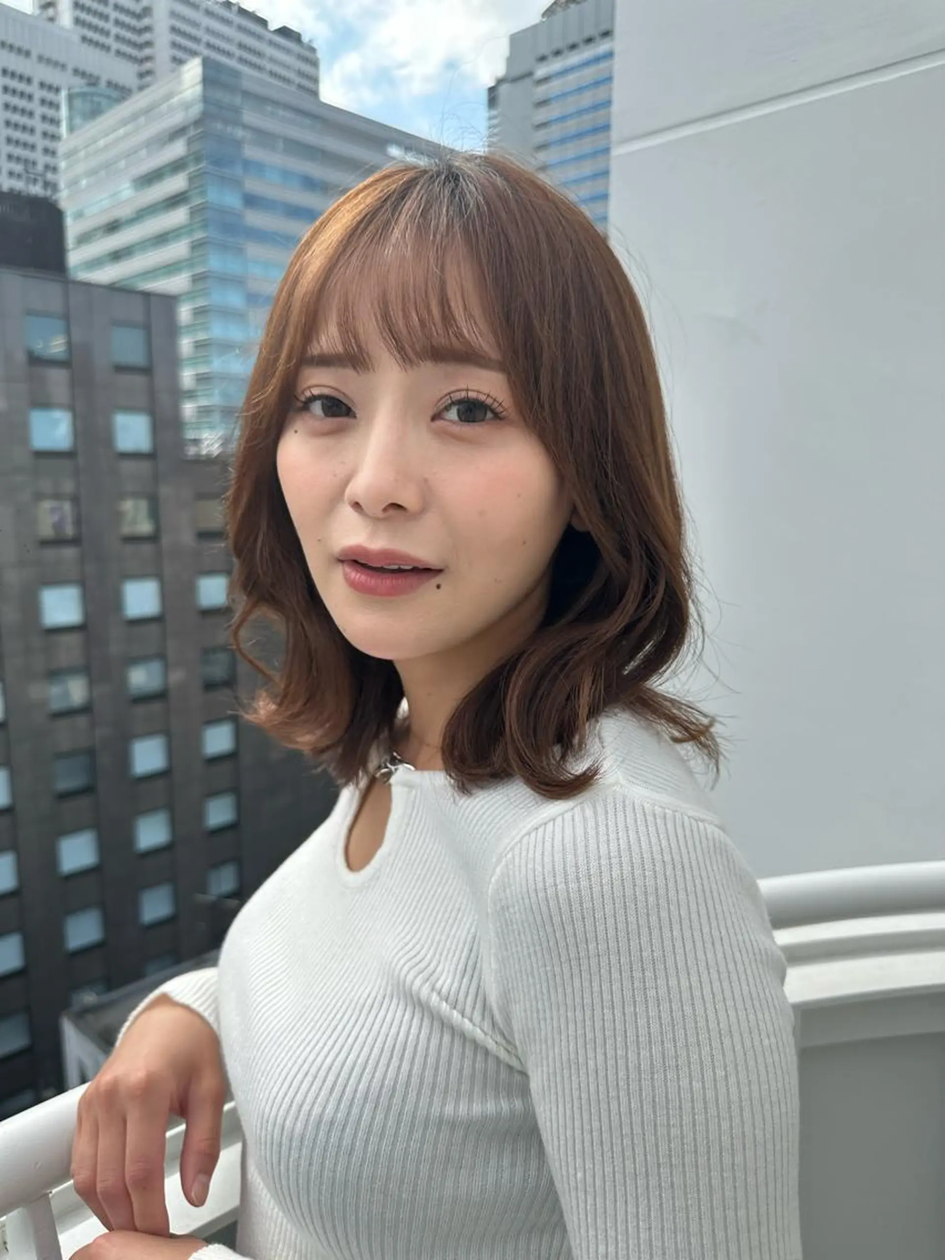 ミディアム ボブ くびれヘア 髪質改善 韓国風ヘア カット ヘアカラー トリートメント 新宿/韓国レイヤー 髪質改善カラー/角所のヘアスタイル