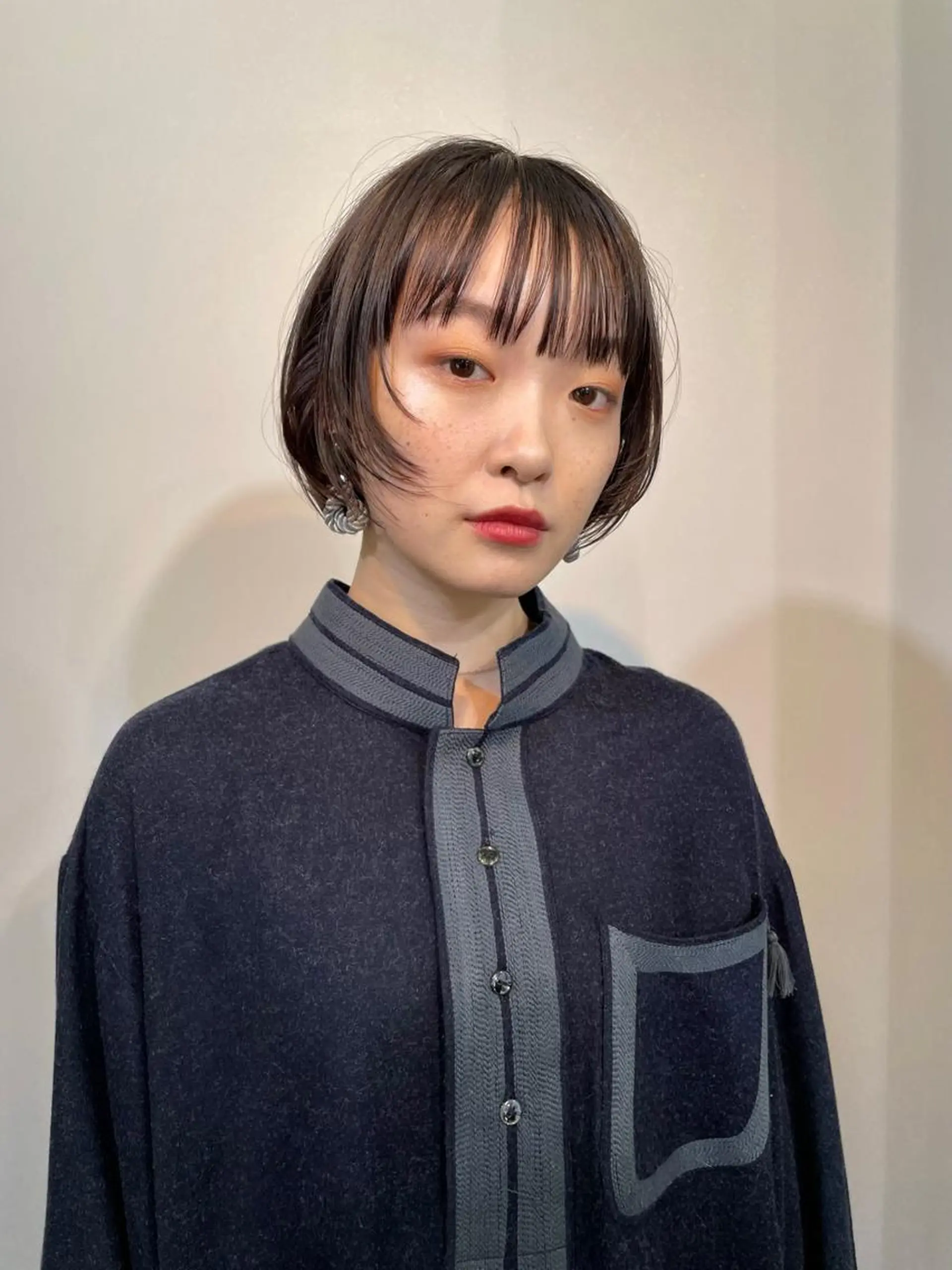 ショート カラー ボブ 顔まわりレイヤー レイヤーカット レイヤーパーマ＊ 顔まわり似合わせのヘアスタイル