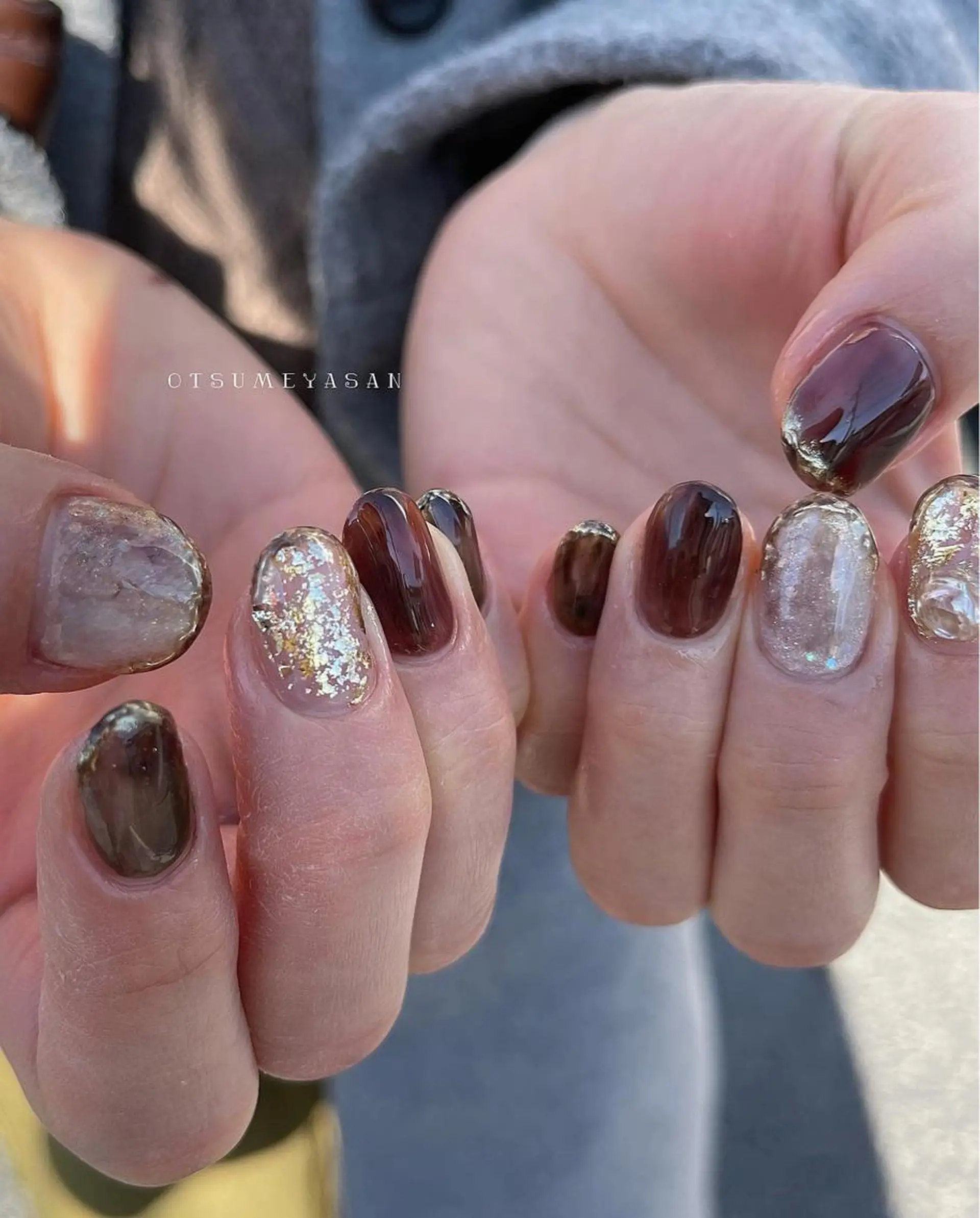 ネイル オーロラネイル ブルー ジェルネイル 韓国ネイル マグネットネイル otsumeyasan所属・わたなべ ちかのネイルデザイン