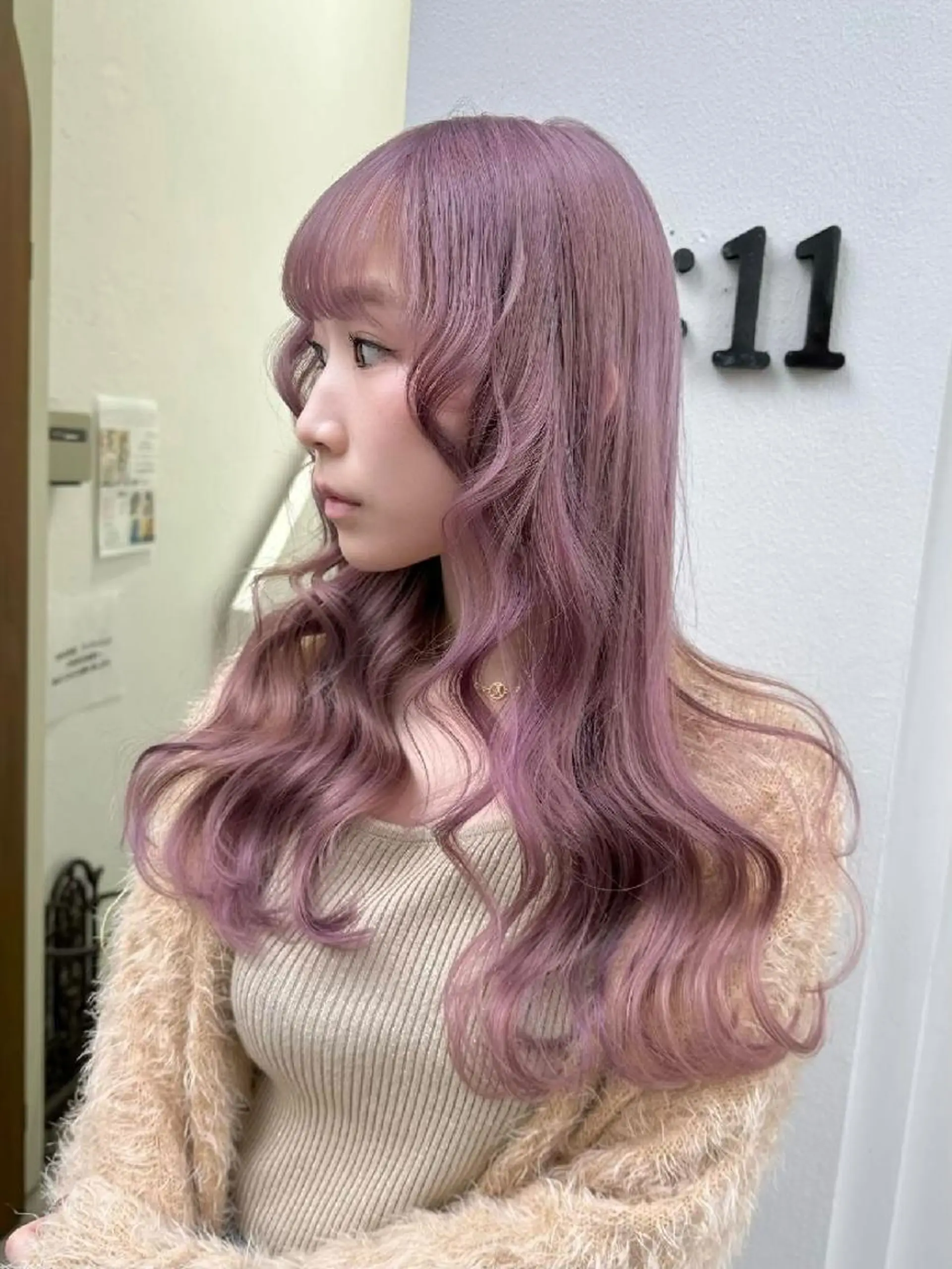 ロング カラー ラベンダーカラー ピンクカラー ピンクラベンダー ORIKA 美容室のヘアスタイル