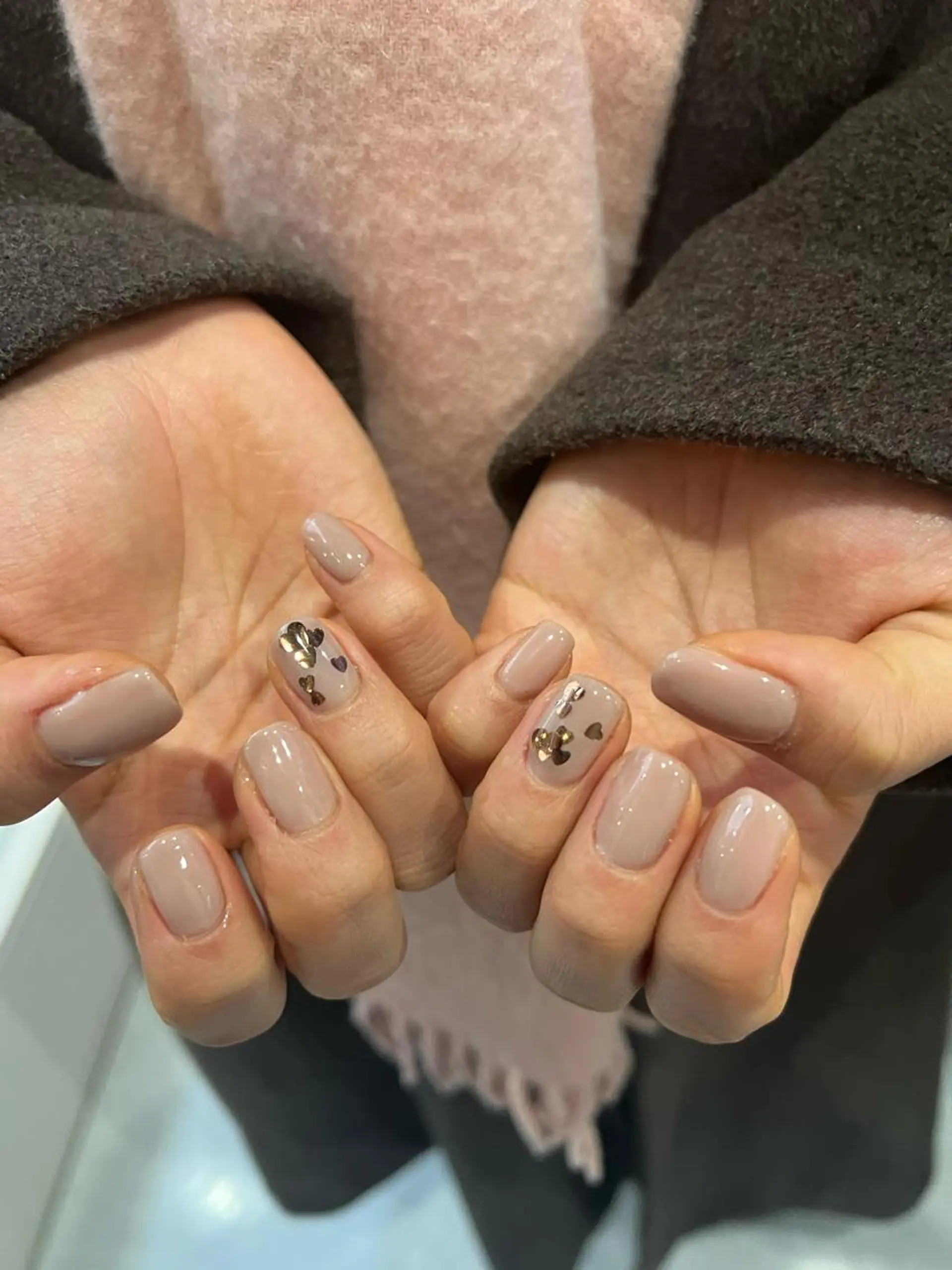 ネイル ハート ワンカラーネイル バレンタイン omamori kyokoのネイルデザイン