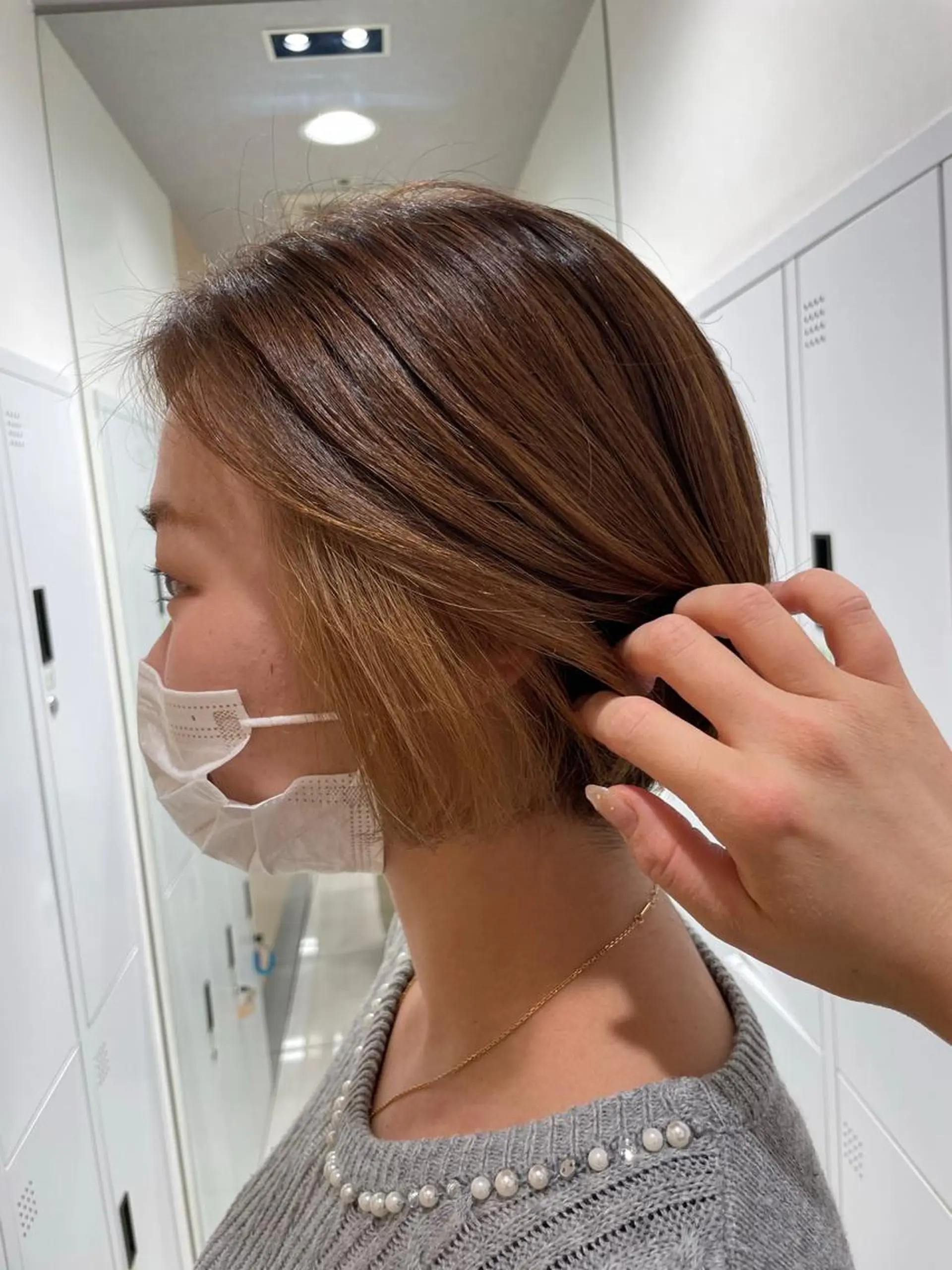 ショート カラー ベージュカラー ブリーチ ヘアカラー クロスパーマ/うる艶 カラー/Kurumiのヘアスタイル