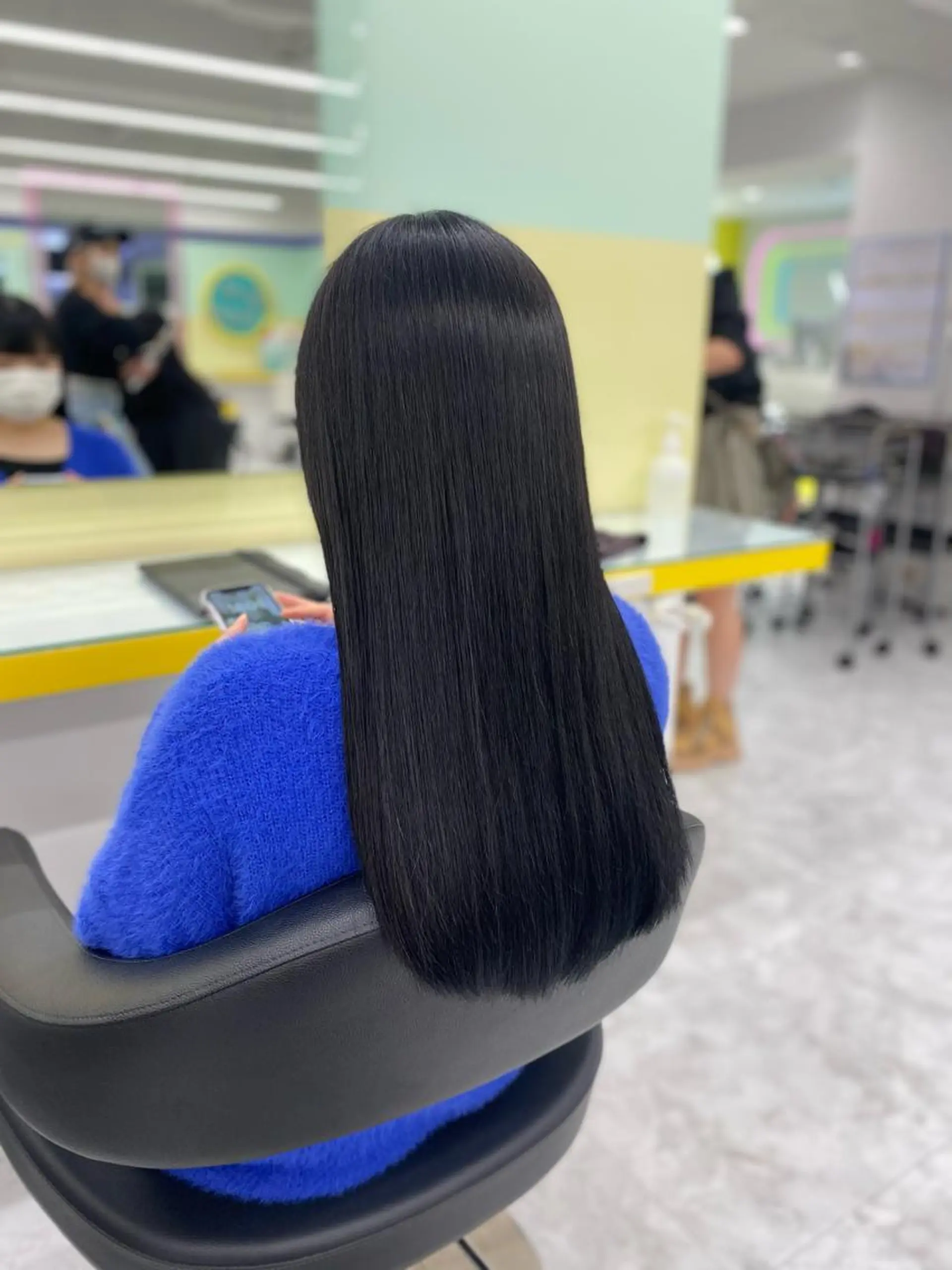 ミディアム カラー パーマ ヘアアレンジ メンズ キッズ ネイル マツエク・マツパ アイブロウ 黒髪 ブルーカラー ブルーブラック ブルー ヘアカラー Lumo所属・💖横浜ブリーチなし 💖MIHOのヘアスタイル