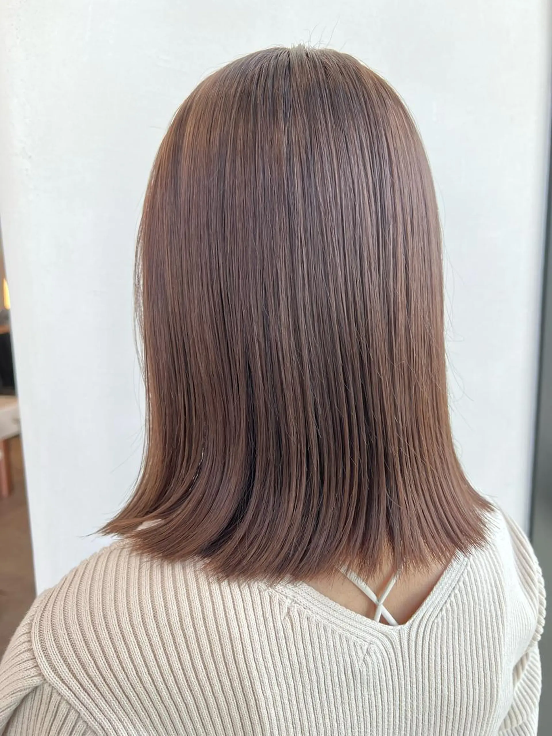 ミディアム カラー ベージュカラー ミルクティーベージュ ボブ カット ヘアカラー トリートメント ヘアセット 韓国レイヤー🇰🇷 韓国研修◎渋谷カイトのヘアスタイル