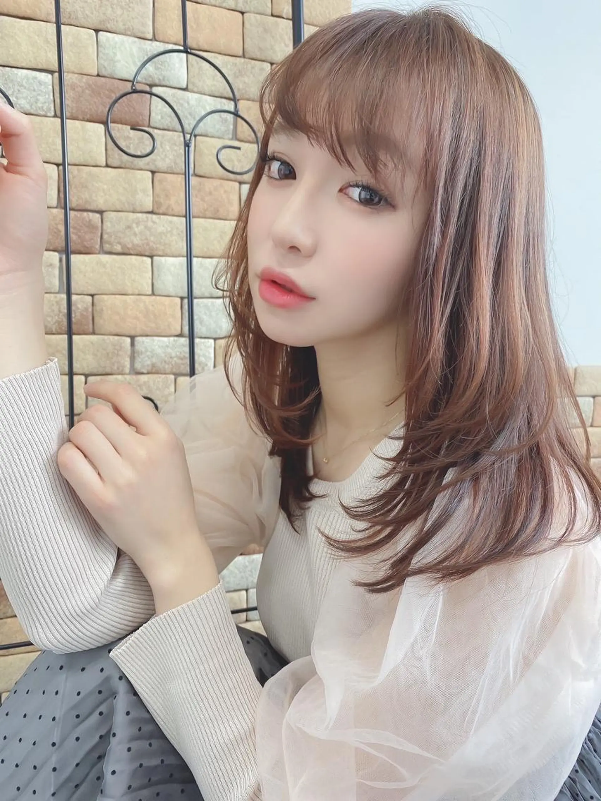 セミロング カラー オーガニックカラー 顔周りカット 小顔カット トリートメント ⭐️Shelter by TOKYO⭐️のヘアスタイル