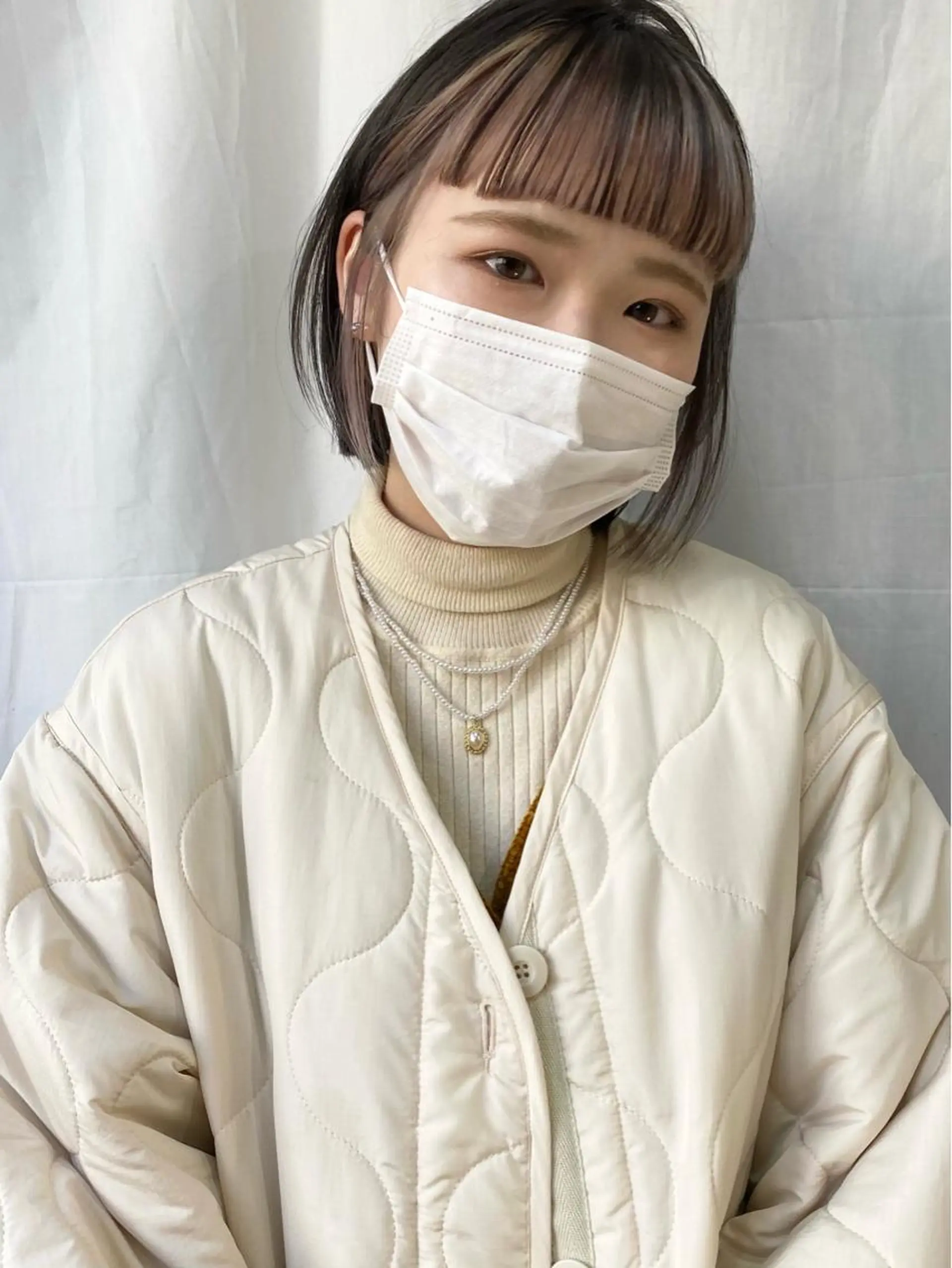 ミディアム カラー ベージュカラー ダークグレー ダークグレージュ グレージュ インナーカラー Piaコータロー ハイトーン&‪ボブのヘアスタイル