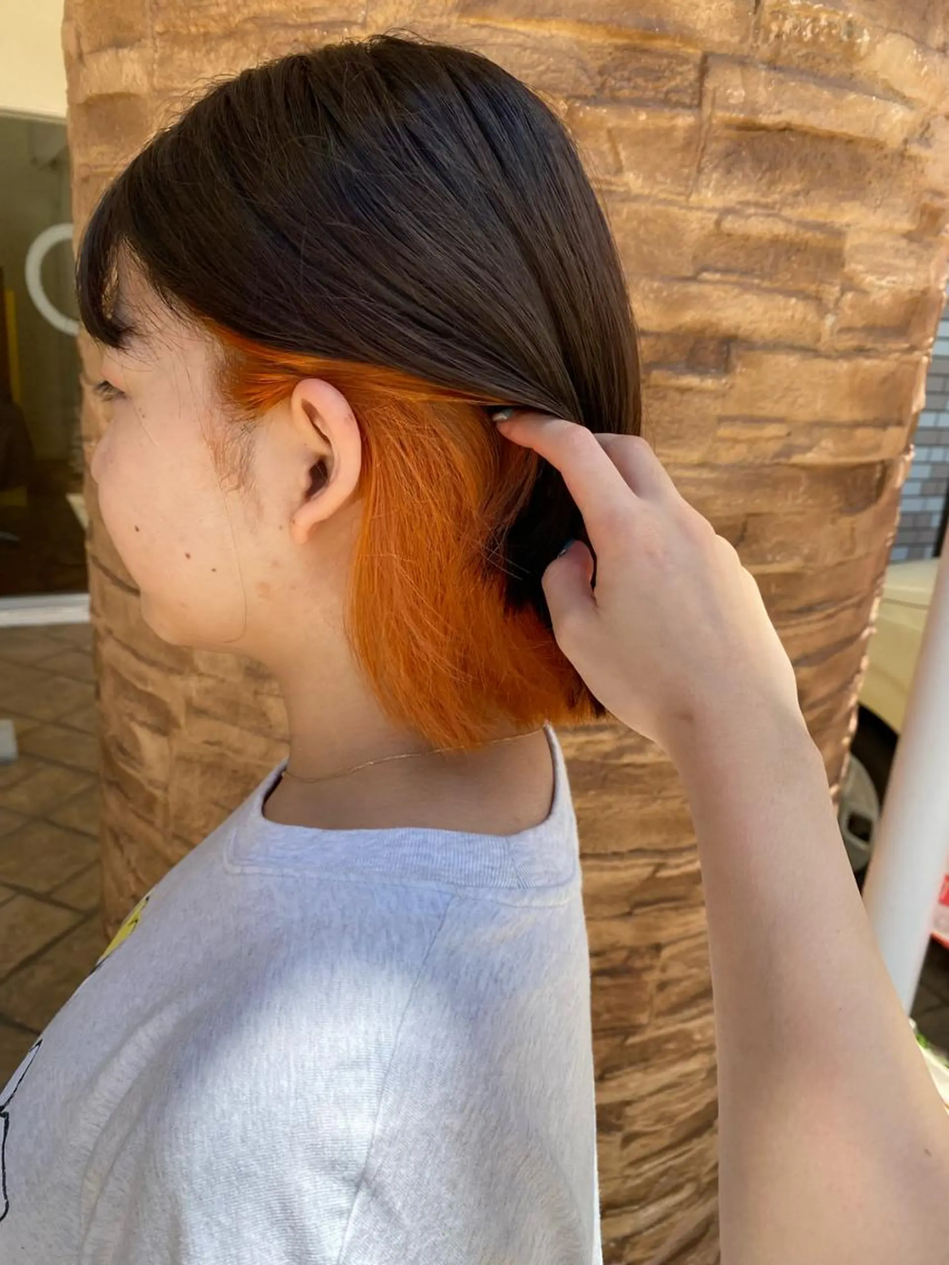 ミディアム カラー オレンジ ヘアカラー トリートメント エクステ ヘッドスパ ヘアセット プルエク/clana ♡marinのヘアスタイル