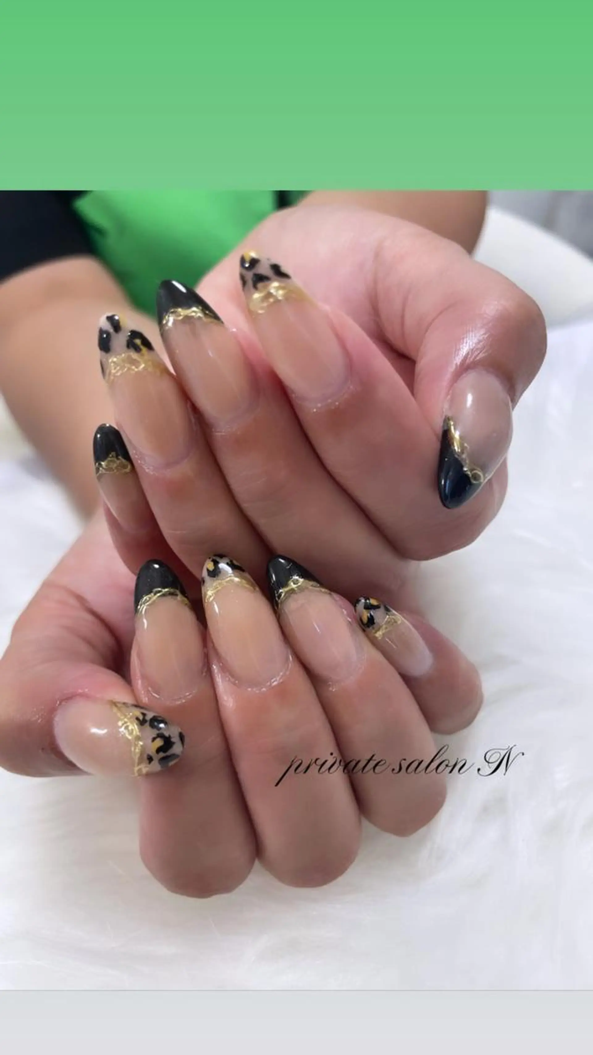 ネイル アニマル柄 フレンチネイル スカルプネイル BINERVA所属・BINERVA nail salonのネイルデザイン