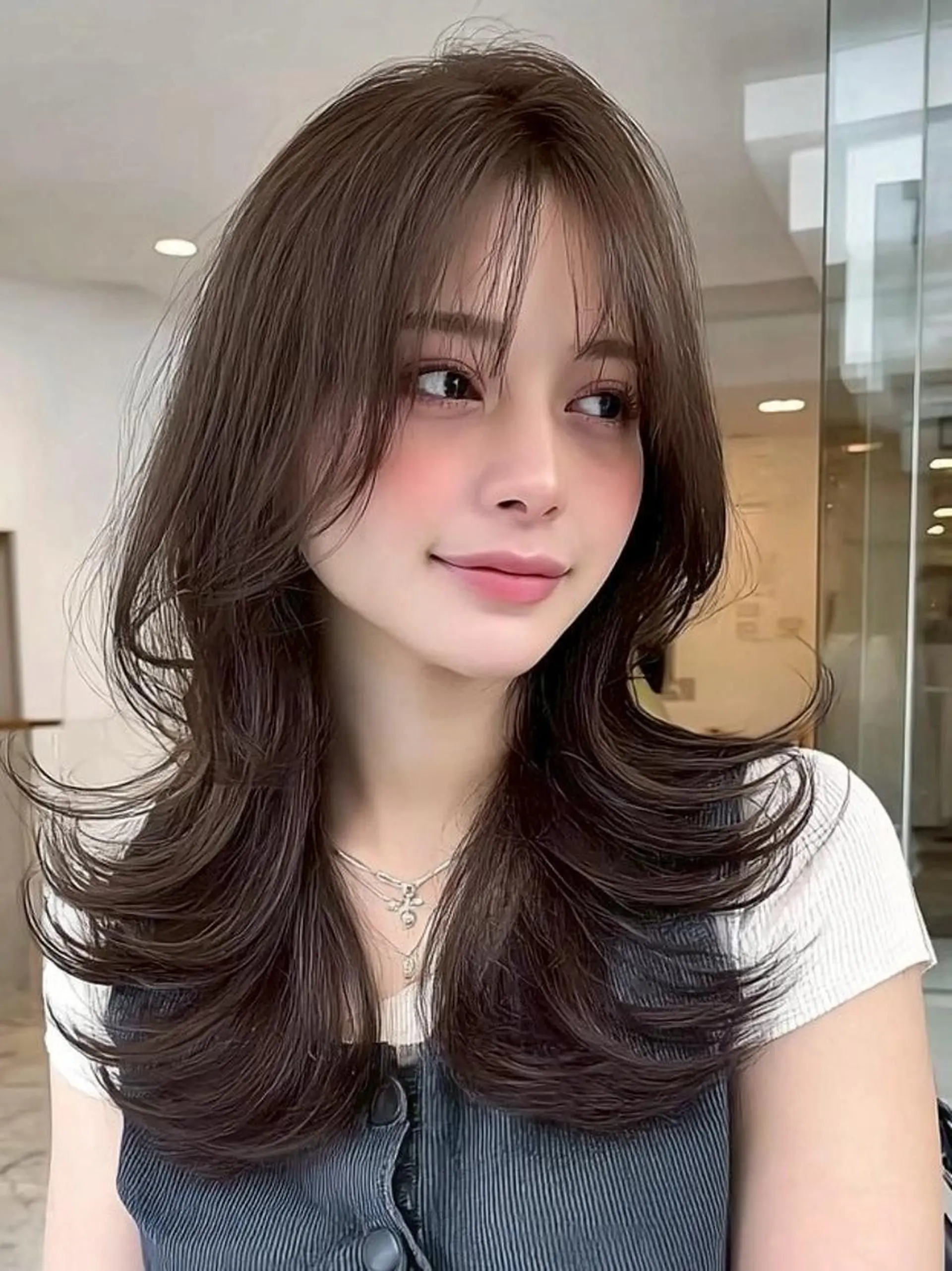 ロング ヘアアレンジ 髪質改善 韓国風ヘア レイヤーカット 似合わせカット シースルーバング カット ヘアカラー Ayumu🦊 /京都/西院のヘアスタイル