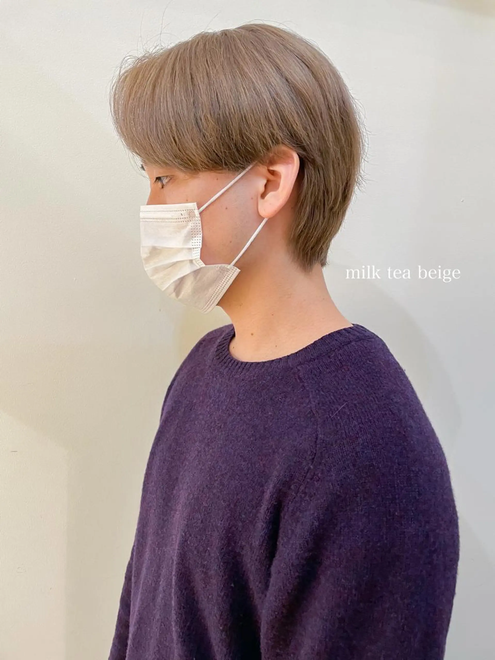 カラー メンズ ベージュカラー ミルクティーベージュ ボブ ブリーチ/miinaのヘアスタイル