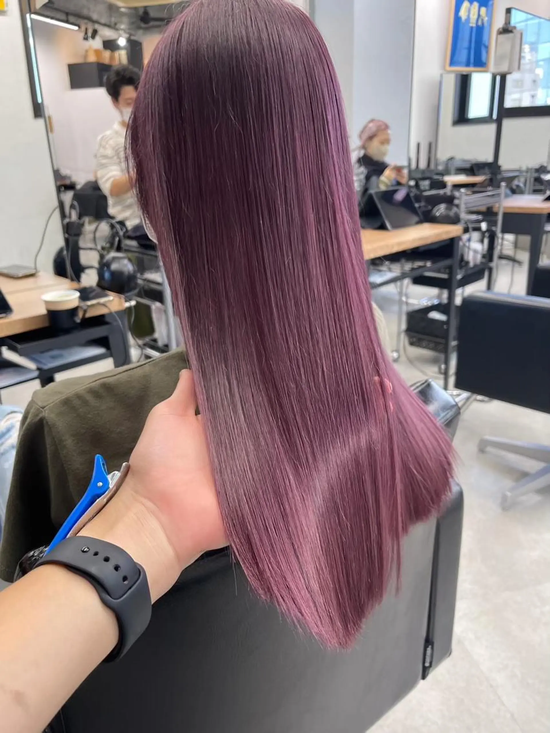 ロング カラー ヘアアレンジ ラベンダーカラー シルバー カット ヘアカラー トリートメント 🧸艶々韓国ヘア 🧁mizunaのヘアスタイル