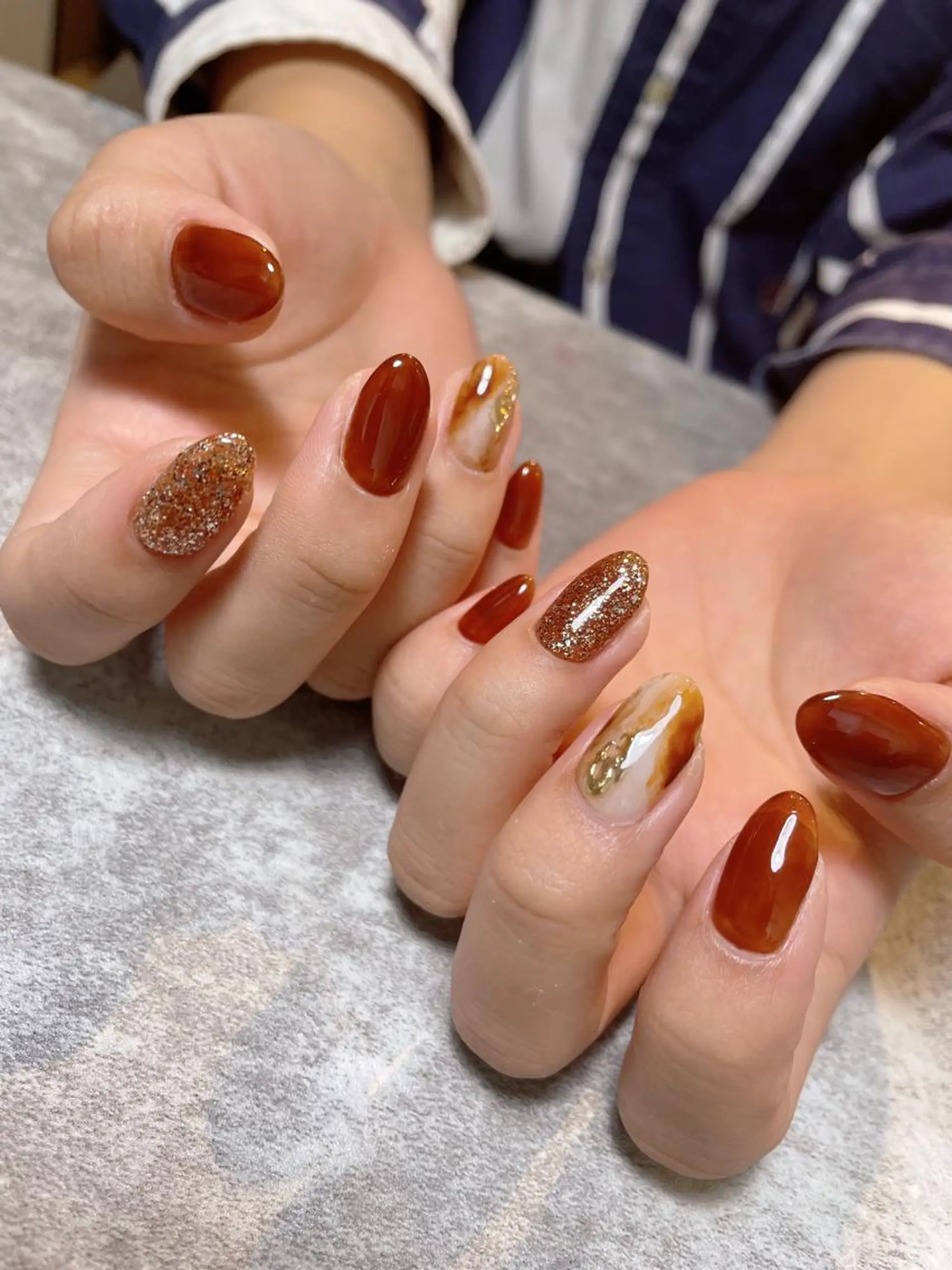 ネイル ブラウン ハンドネイル ma riのネイルデザイン