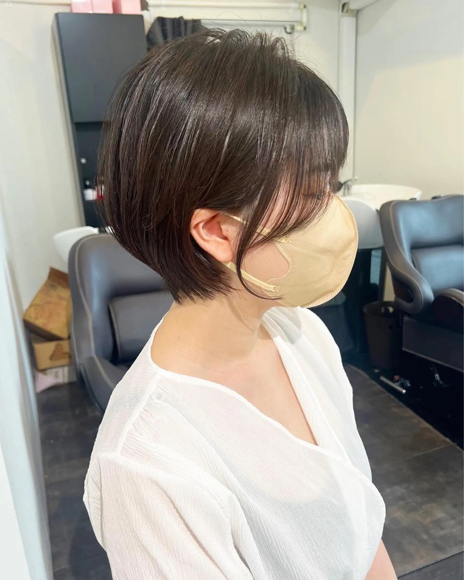 ショート レイヤー×縮毛矯正 深見 拓のヘアスタイル