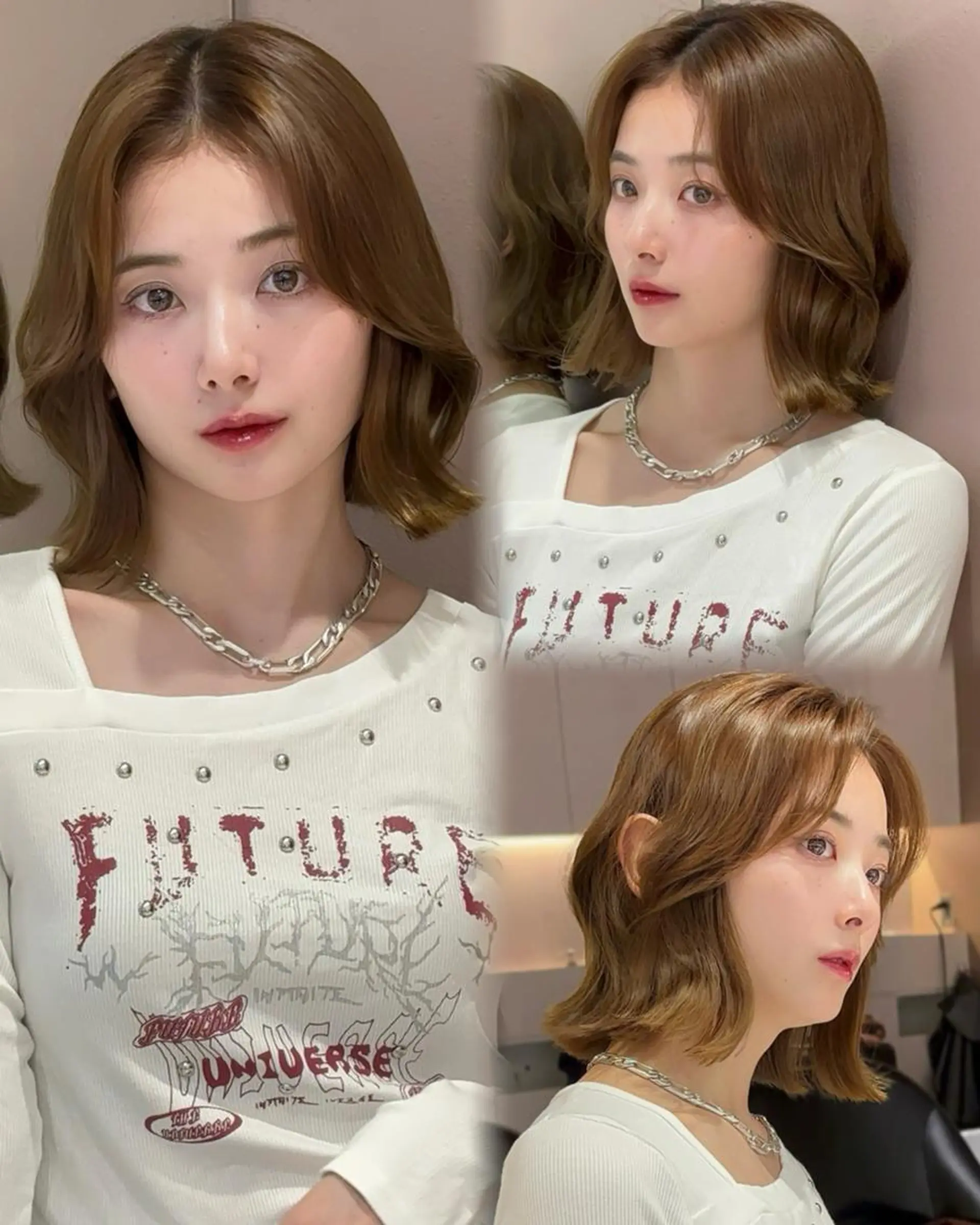 ミディアム カット 縮毛矯正 トリートメント ロンドガーネット /髪質改善/レイヤーのヘアスタイル