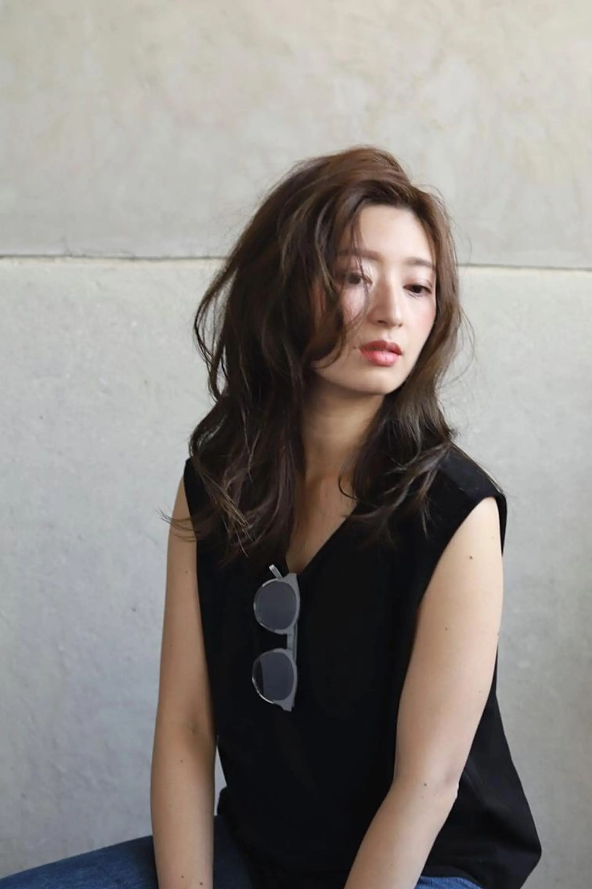 セミロング カット ヘアカラー トリートメント 落合 妙佳のヘアスタイル