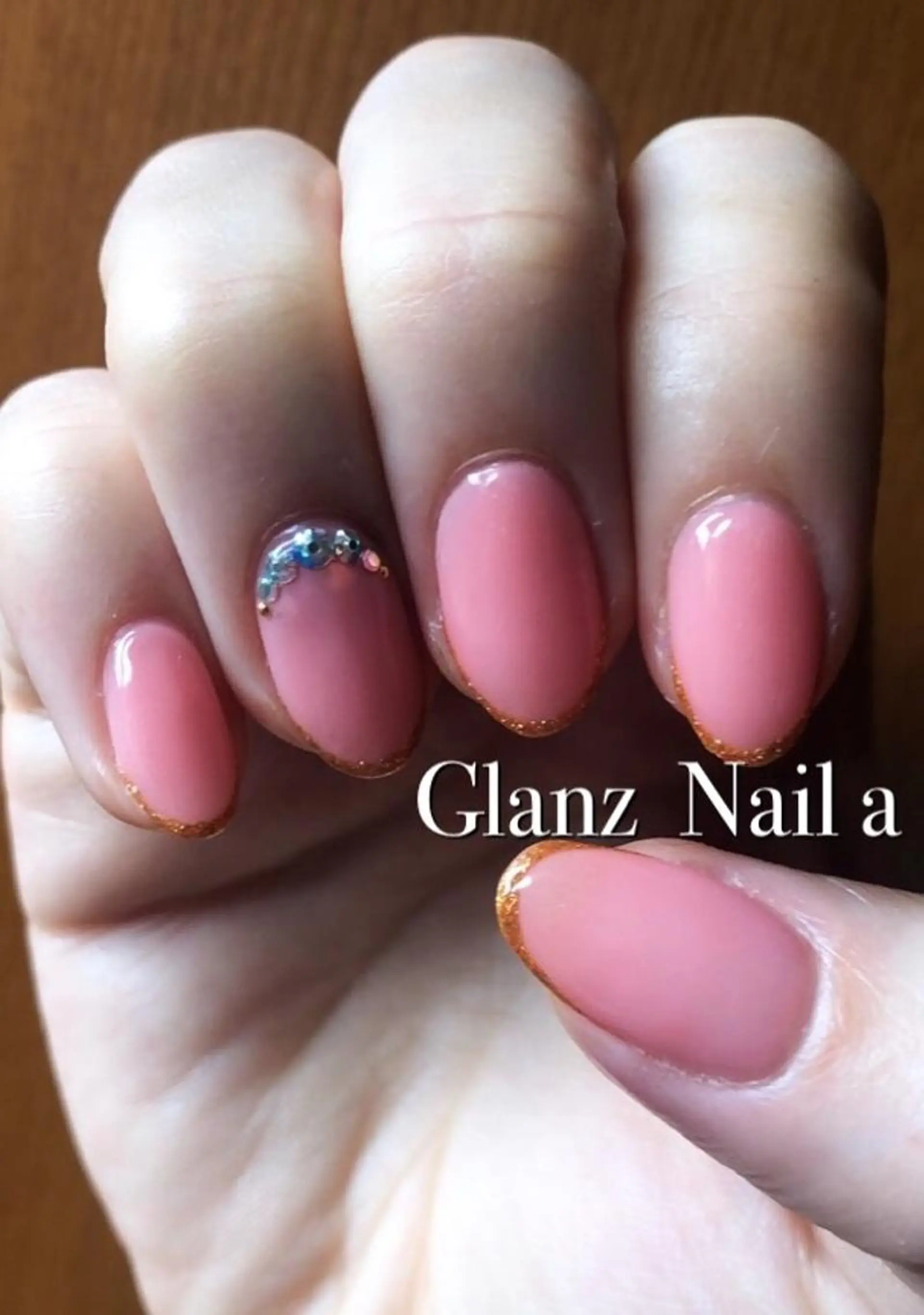 ネイル フレンチネイル ゴールド ピンク ブライダルネイル Glanz  Nail aのネイルデザイン