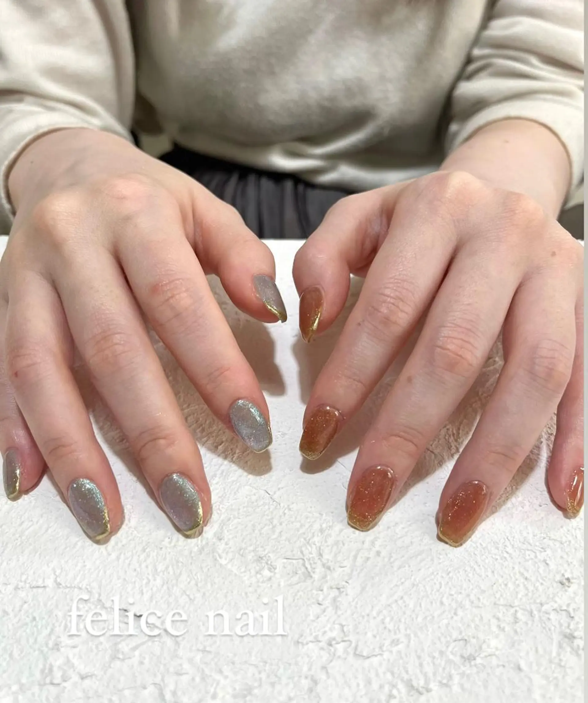 ネイル フレンチネイル ジェルネイル マグネットネイル ミラーネイル ニュアンスネイル felice nailのネイルデザイン