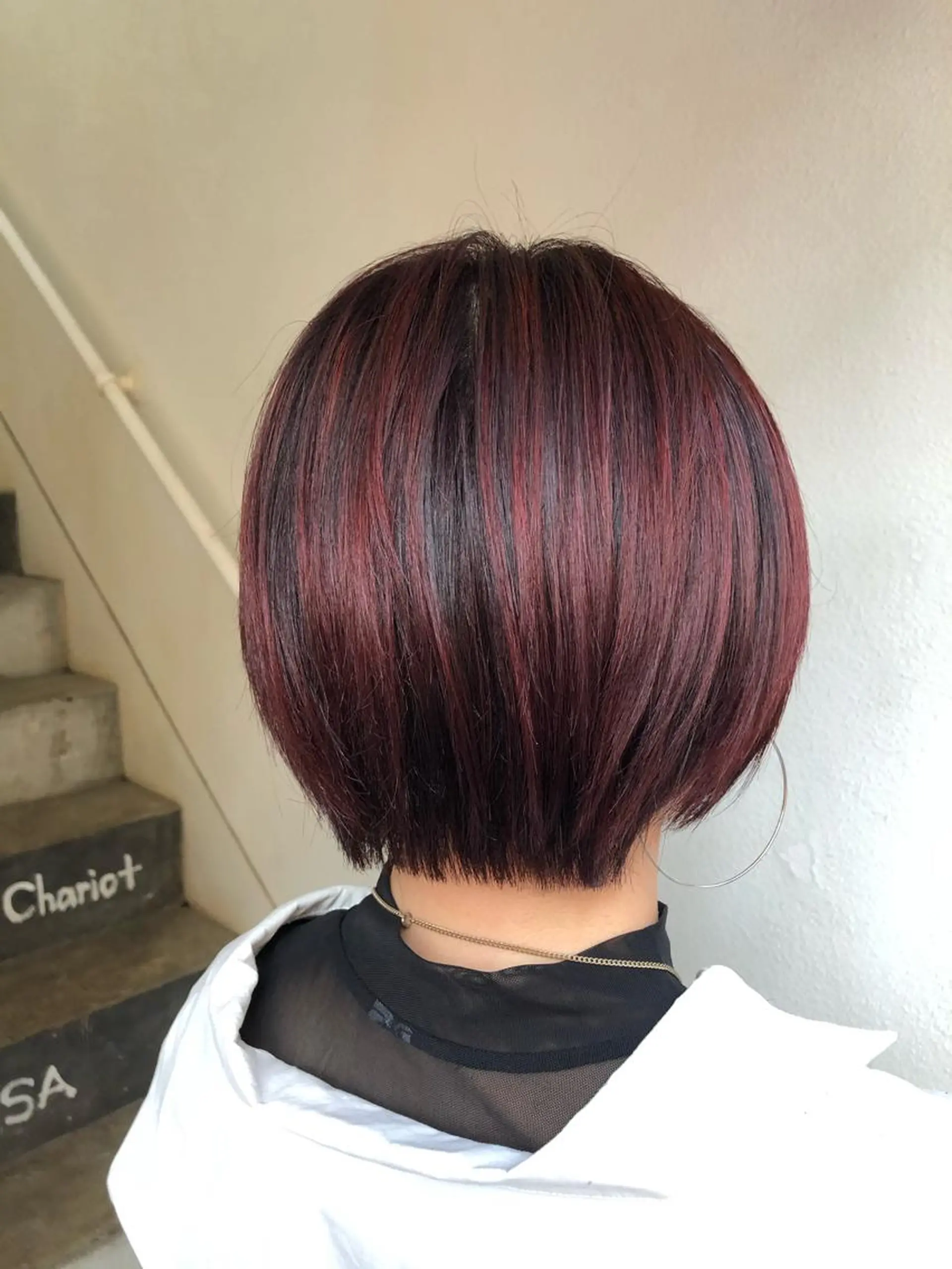 ショート カラー ハイライトカラー レッドカラー ハイライト 舘野 太嘉宏のヘアスタイル