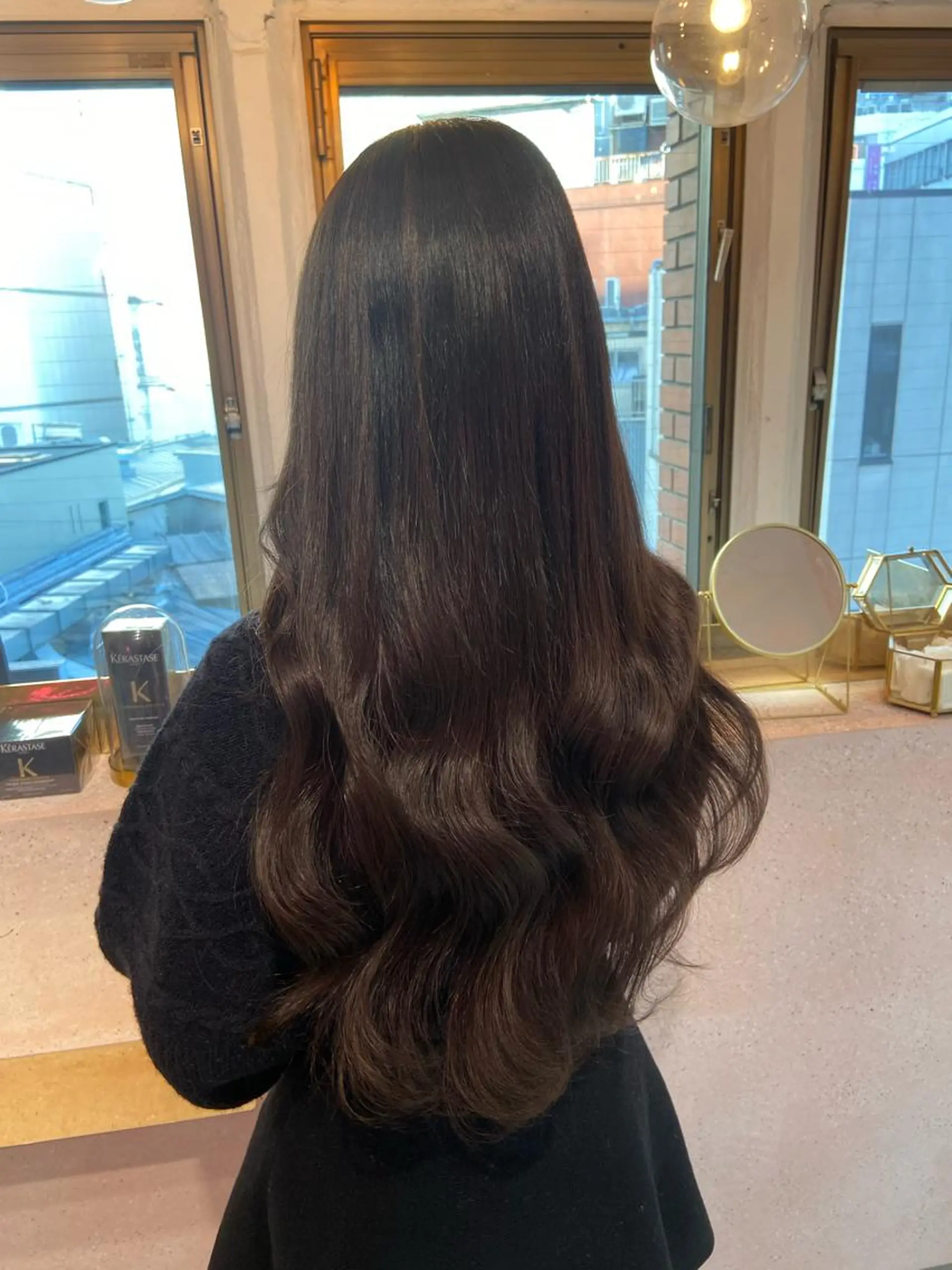 ロング カラー シールエクステ 黒髪 ブリーチ インナーカラー ブリーチなしカラー 新宿/韓国ヘア 中明度カラー/かやのヘアスタイル