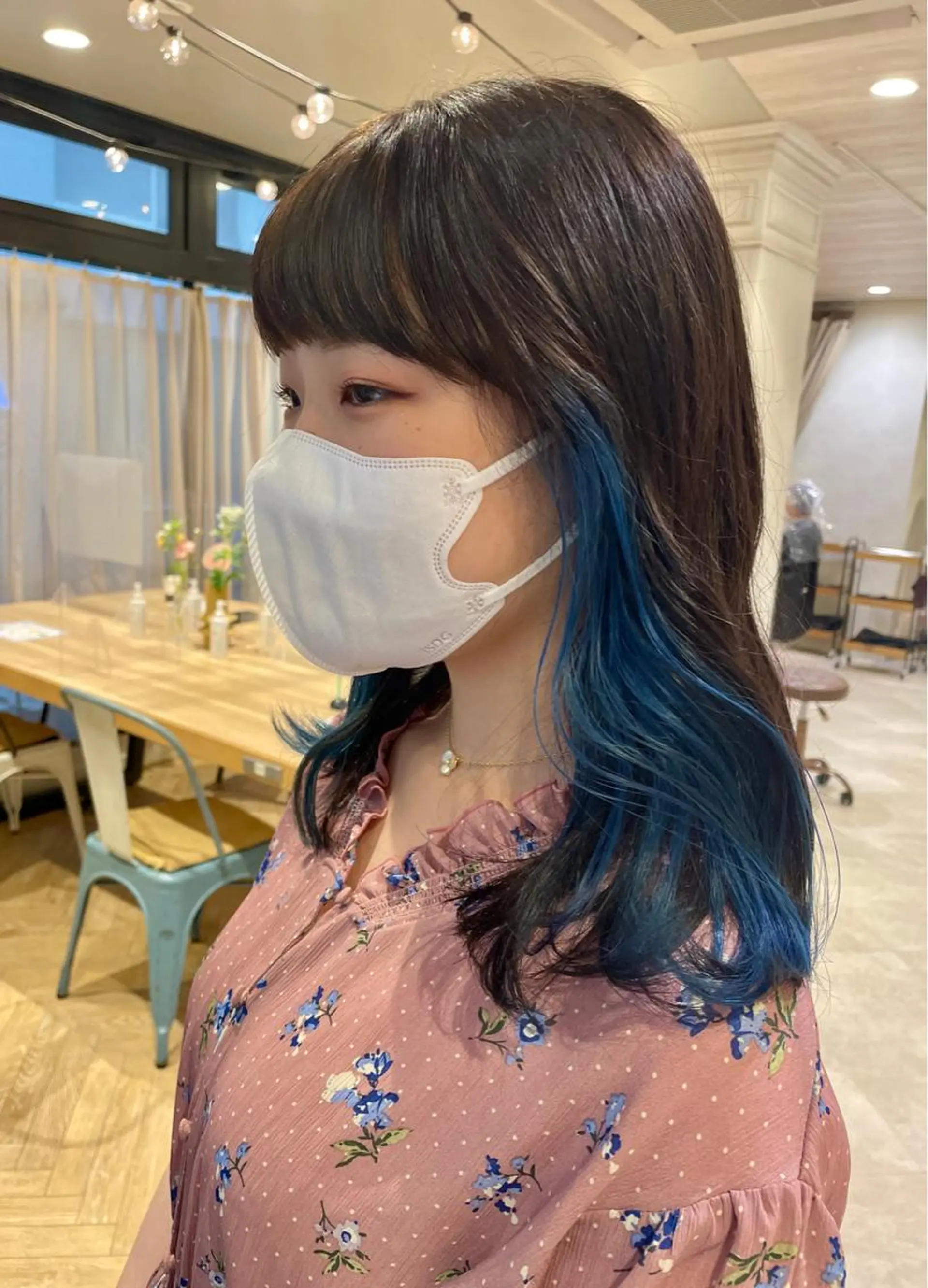 セミロング カラー ブルーカラー イヤリングカラー カラー/レイヤー/ 髪質改善/PAAQのヘアスタイル