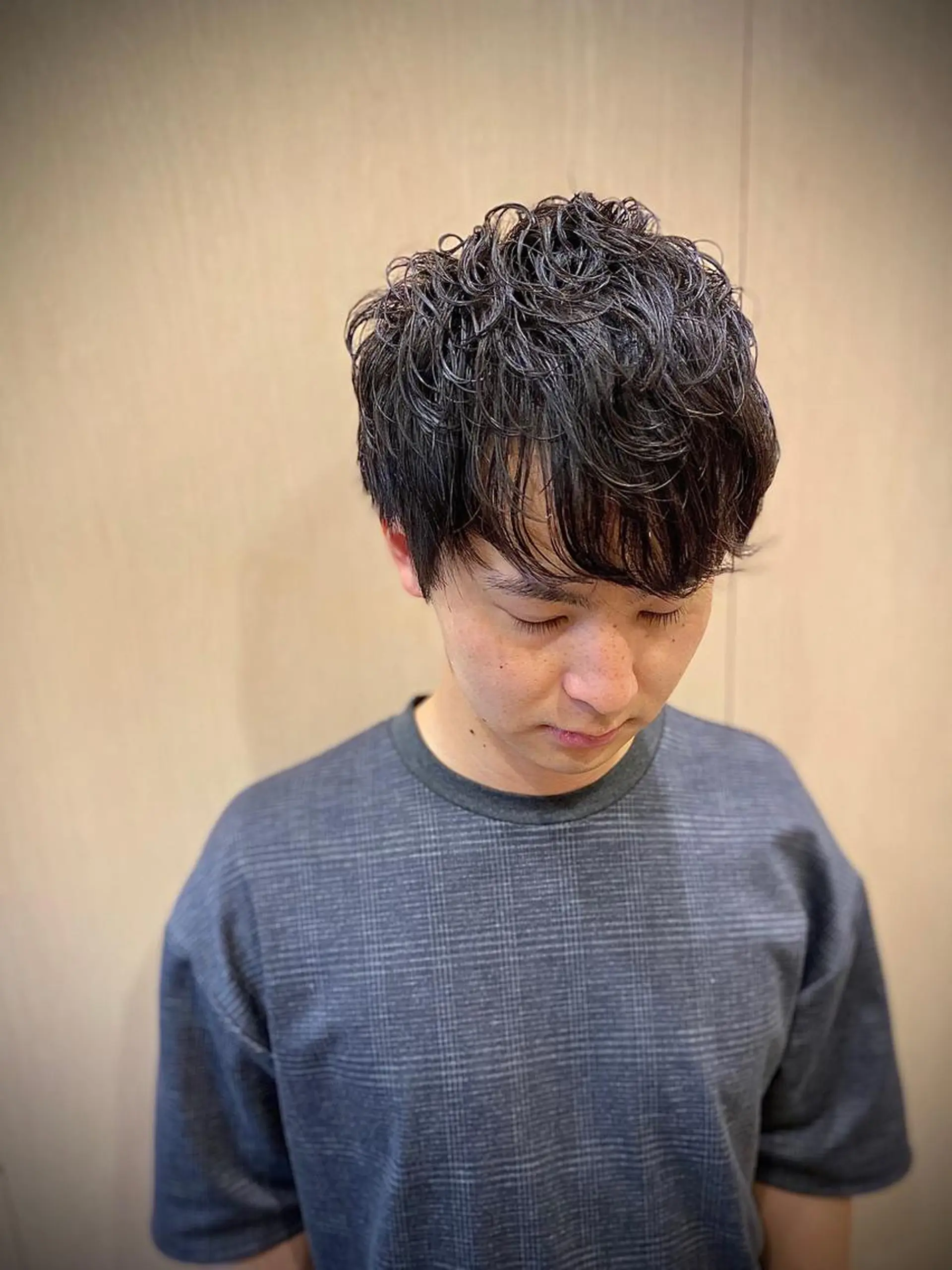 ミディアム パーマ メンズ 山田 哲平のヘアスタイル