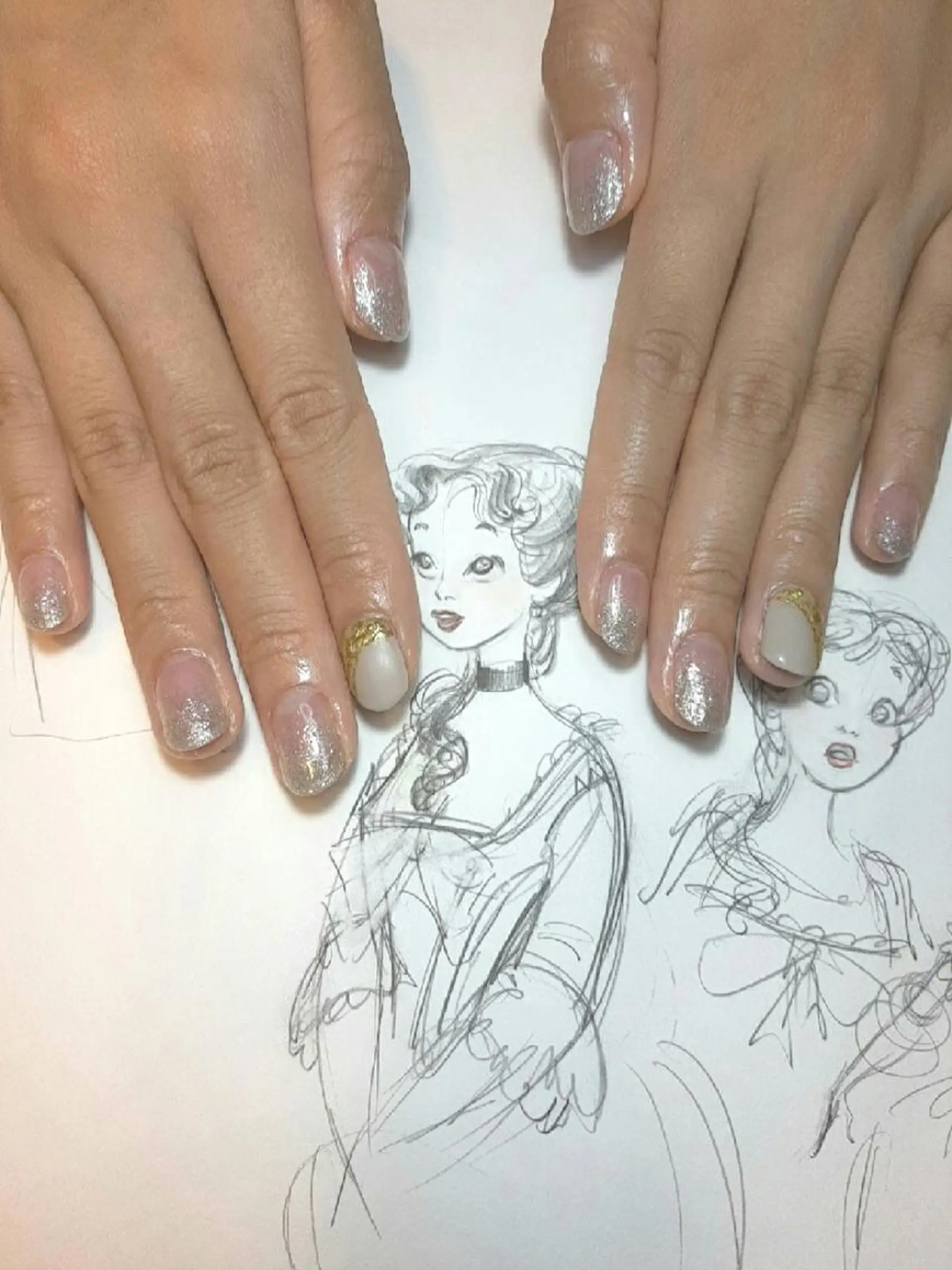 ネイル グラデーション ラメ(グリッター) ラメグラデーション ミラーネイル owlnail /持込みデザイン専門のネイルデザイン