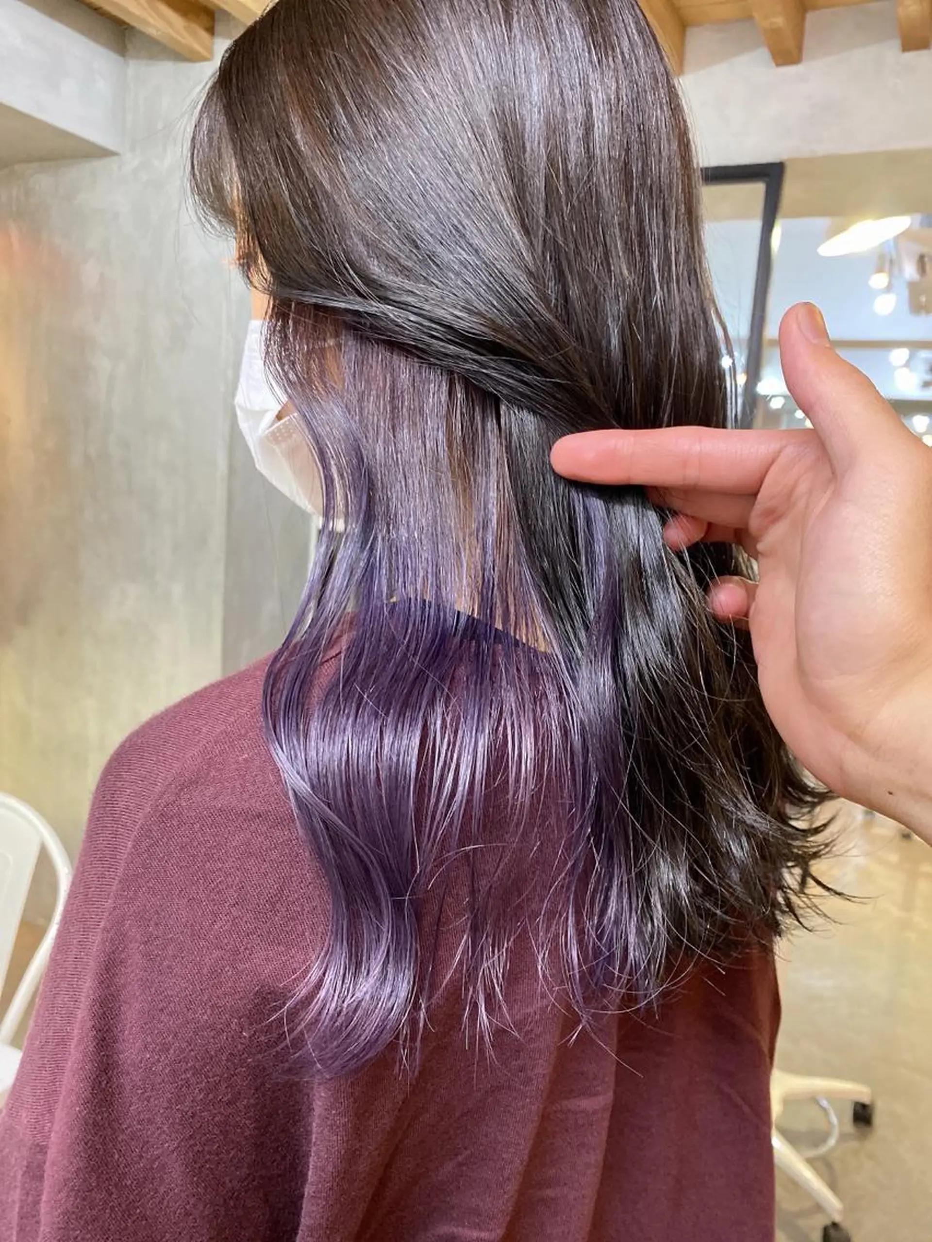 ロング カラー メンズ ヘアカラー 切りっぱなしボブ/ デザインカラー店長のヘアスタイル