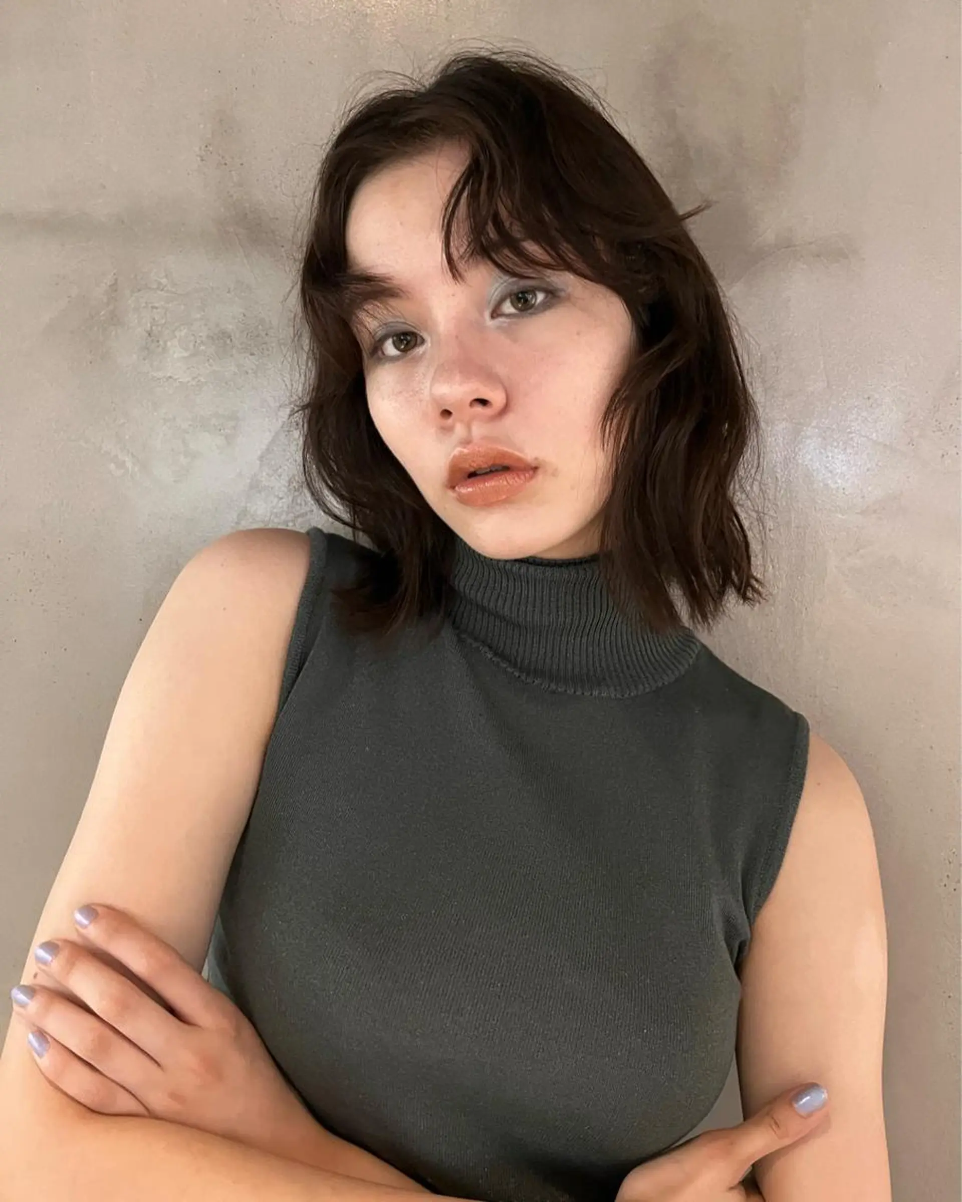 ミディアム カラー ヘアカラー Vicky オリーブ メンズカジュアルのヘアスタイル