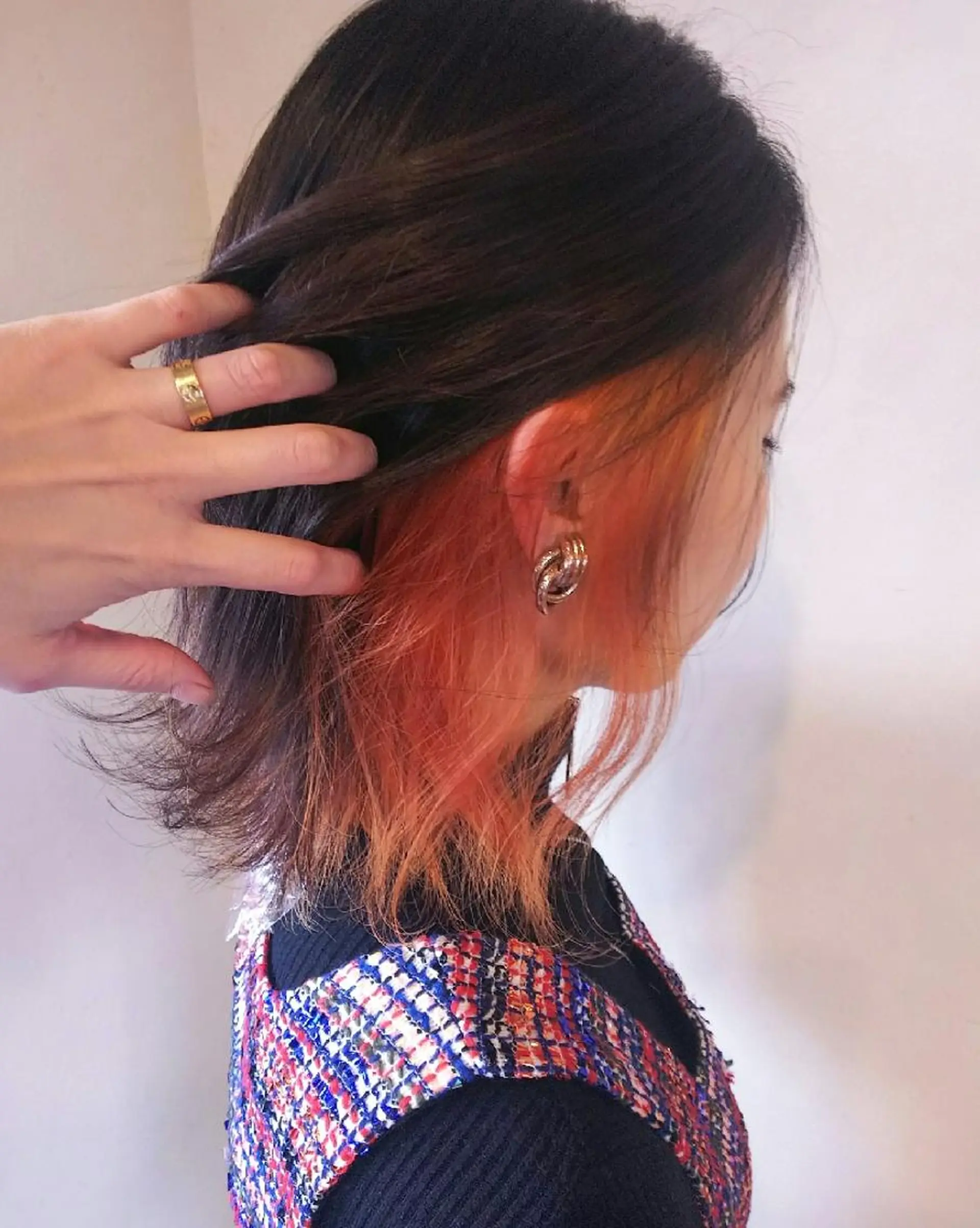 ミディアム カラー オレンジ JIL BLAN 京都所属・RU RIのヘアスタイル