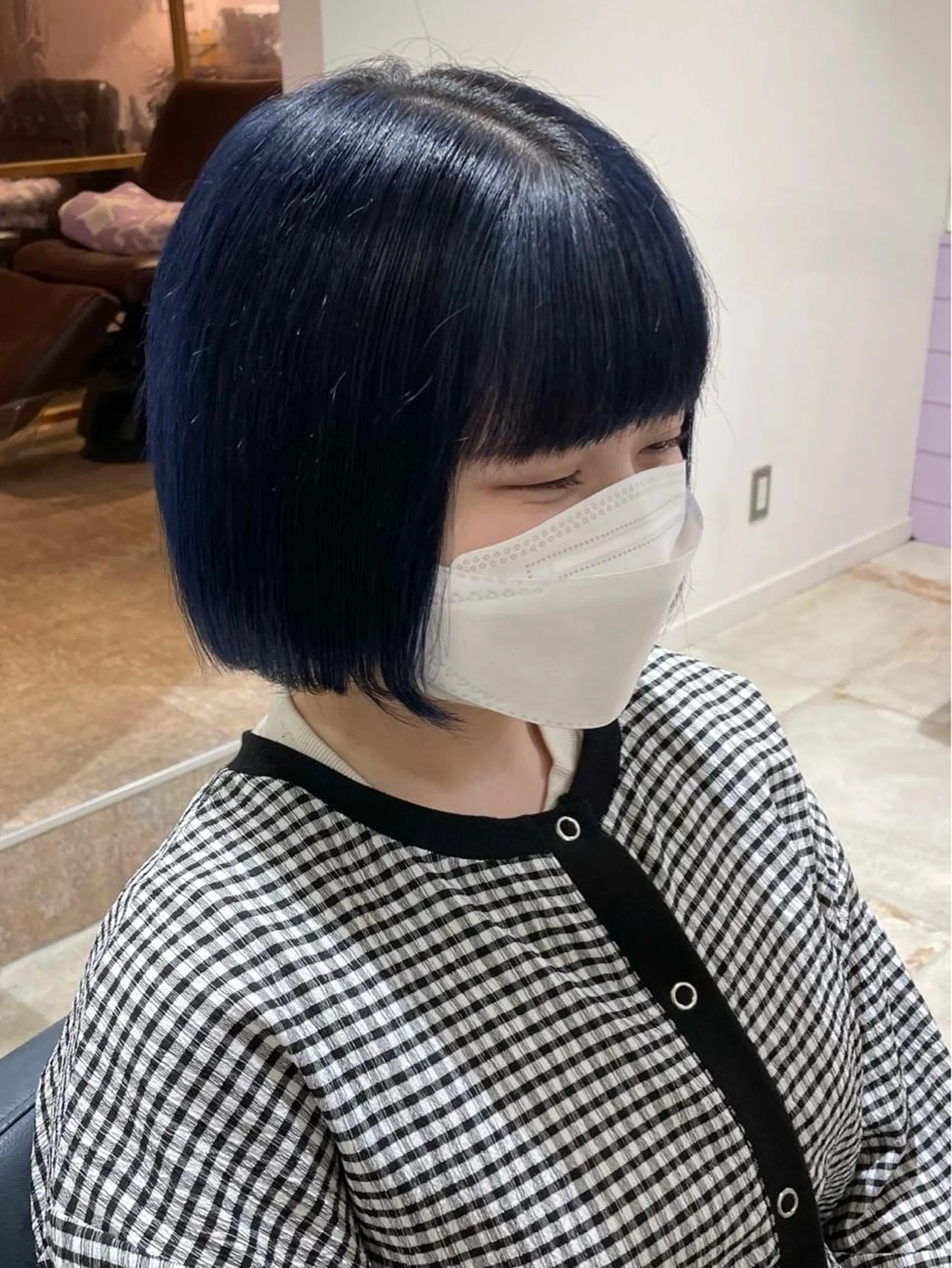 ショート カラー 黒髪 ブルーカラー ブルーブラック ボブ 髪質改善/縮毛矯正 ボブ/Ryuseiのヘアスタイル