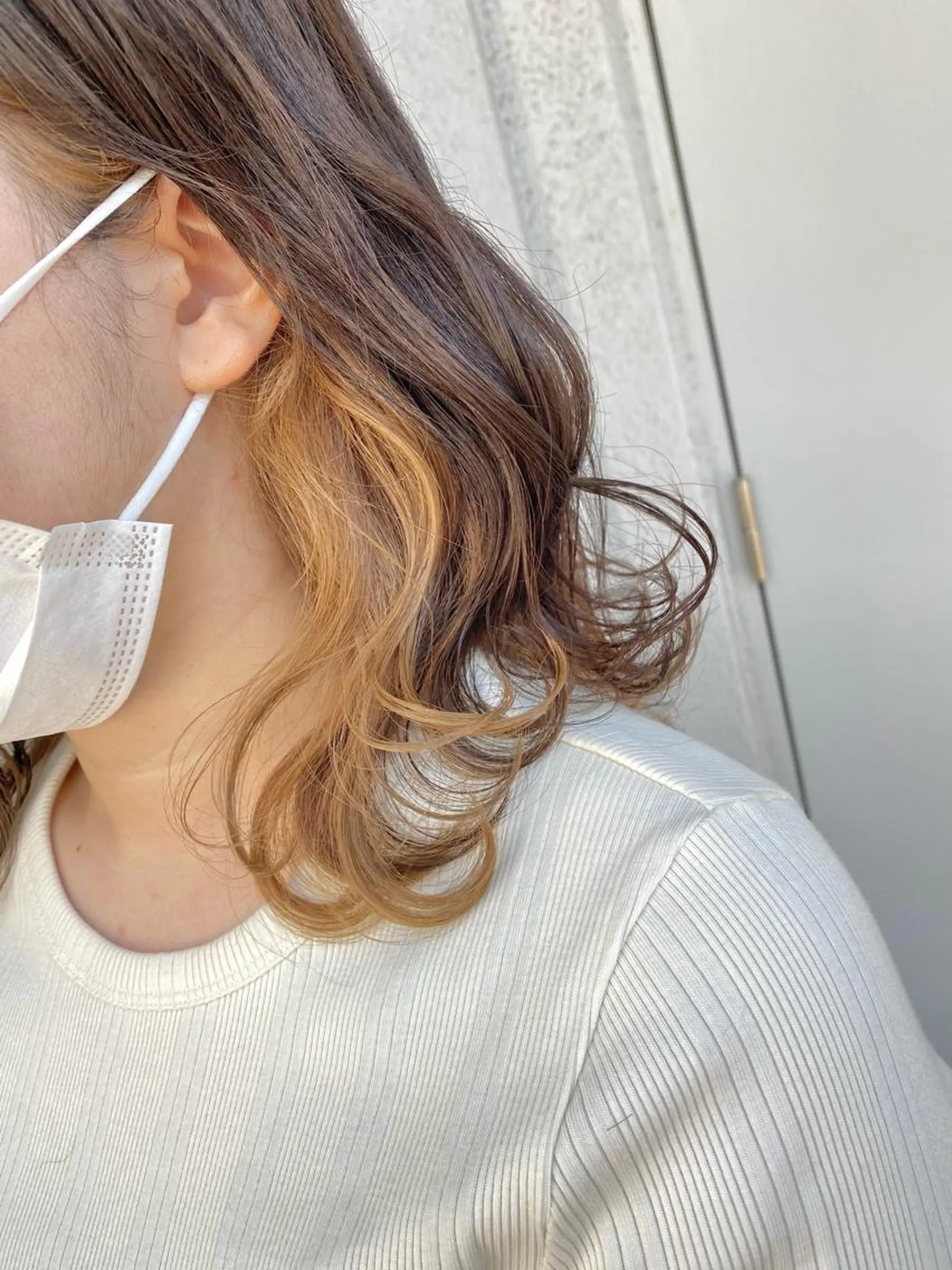 セミロング カラー ブリーチ 後藤紗英/髪質改善 /オリーブベージュのヘアスタイル