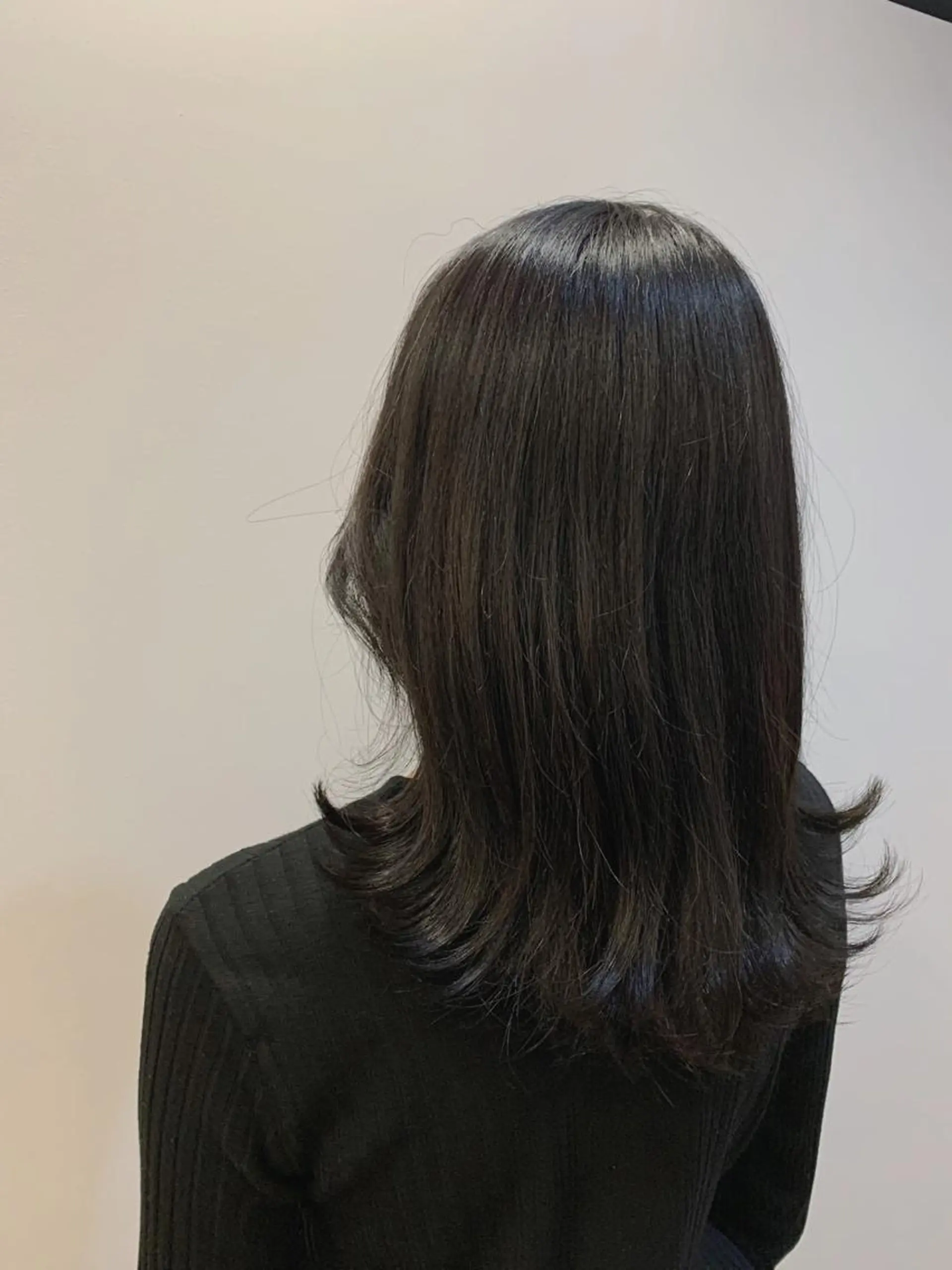 ミディアム カラー 黒髪 グレーブラック ヨシンモリ 現地韓国ヘア🇰🇷 Chisaki치사키のヘアスタイル