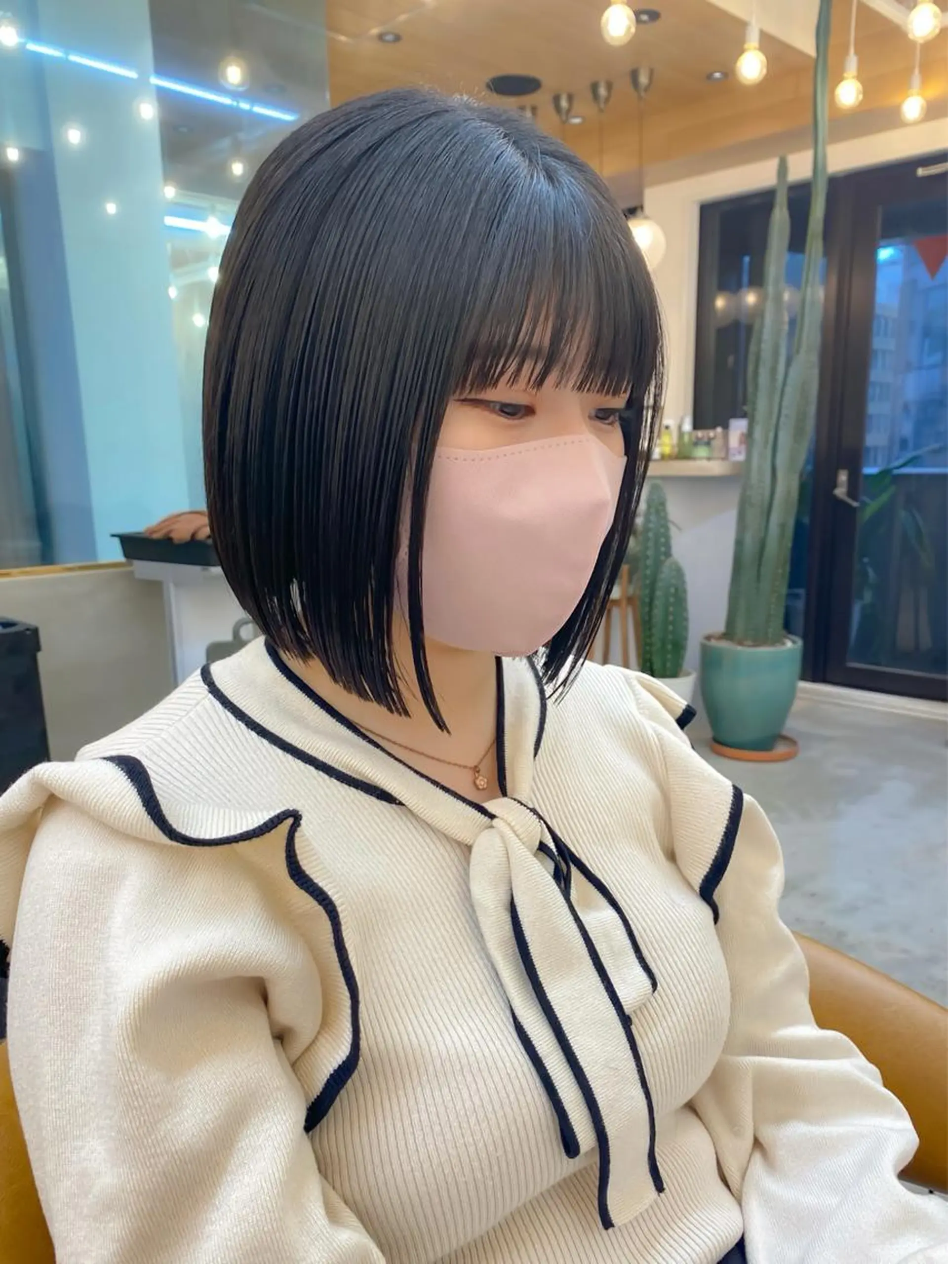 ミディアム カラー 黒髪 ボブ ♥️ボブ韓国風ヘア ♥️久保田夢美のヘアスタイル