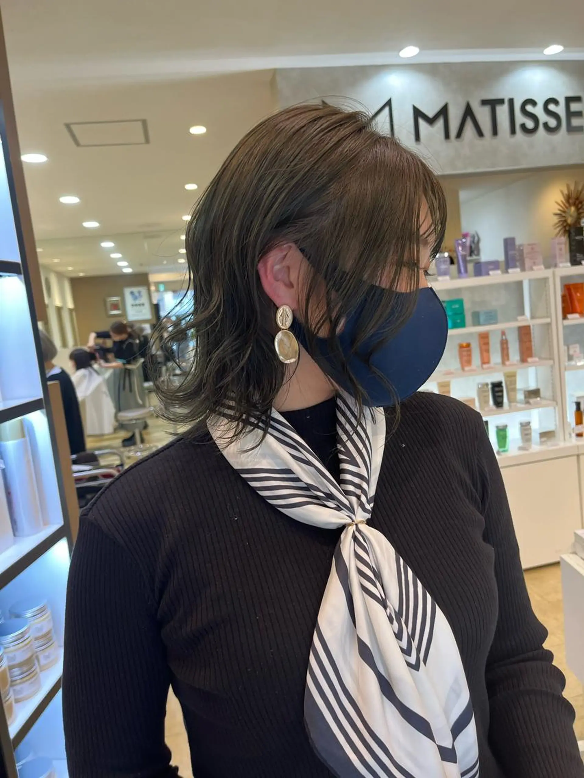 ミディアム カット ヘアカラー トリートメント 西新/siohair 2nd/石尾刻矢のヘアスタイル