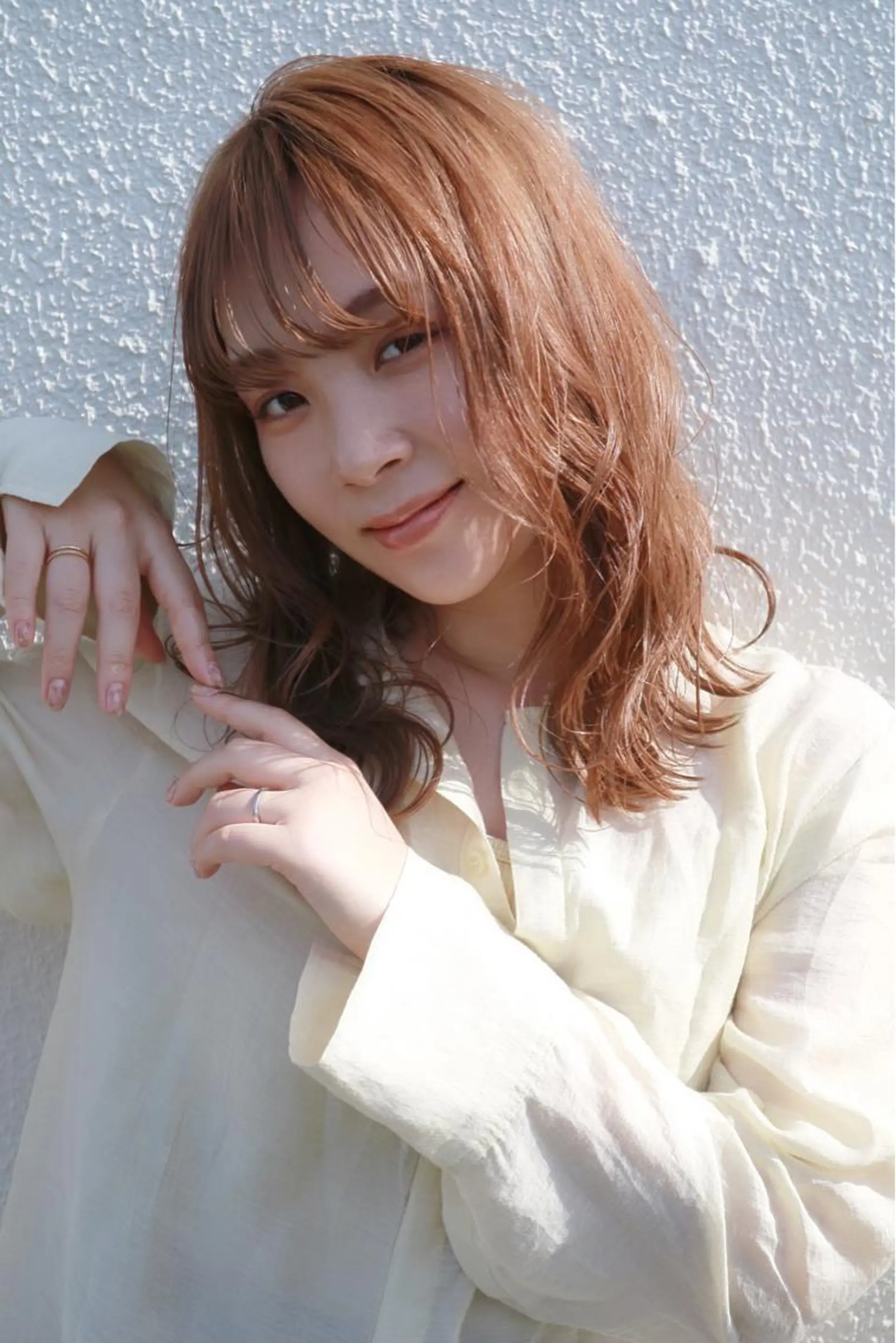 ミディアム カラー ベージュカラー オレンジ オレンジベージュ カット ヘアカラー 赤み消しカラー /透明感カラー 上長のヘアスタイル