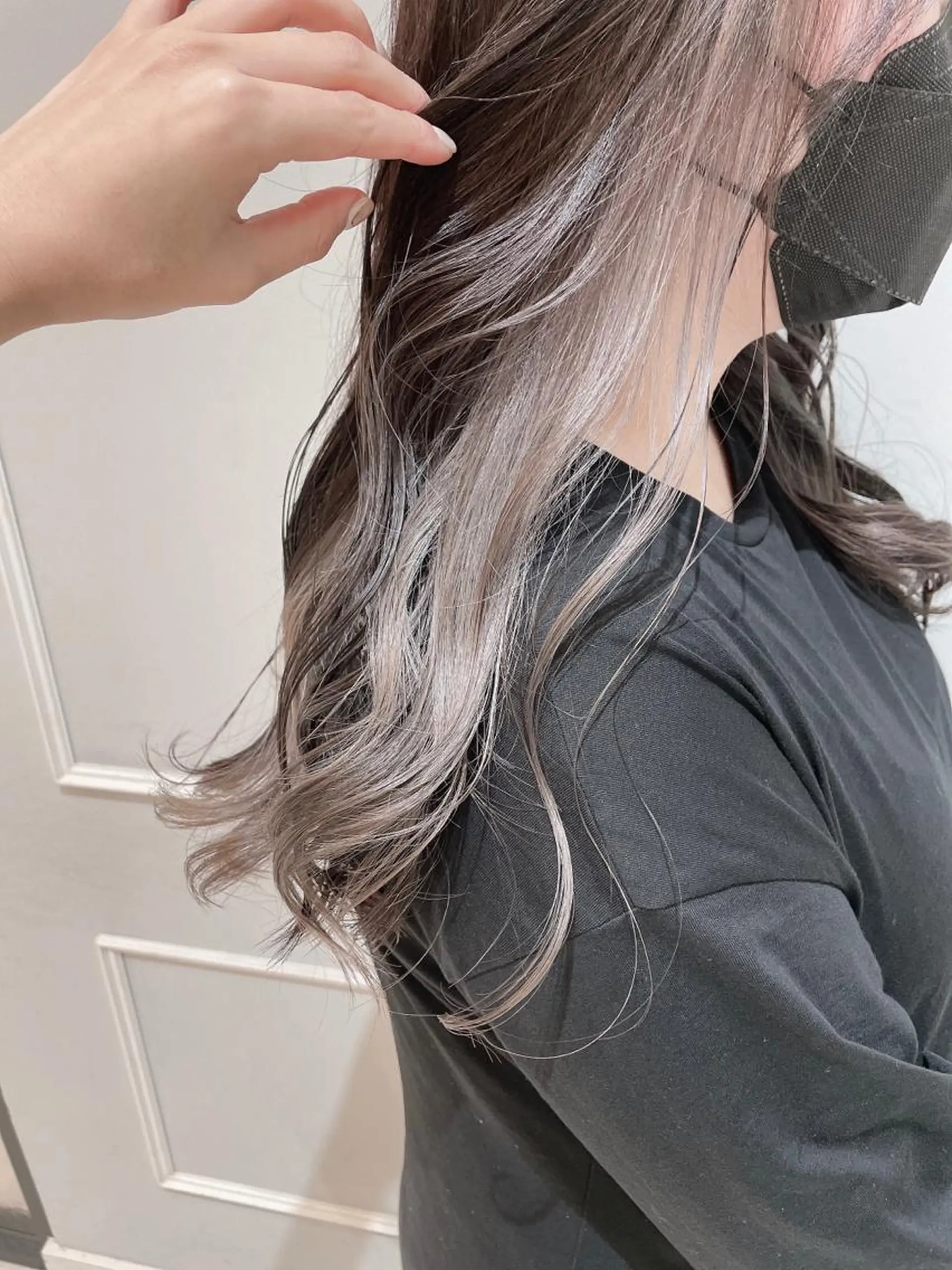 ロング カラー ブリーチ ダークグレー ダークグレージュ グレージュ カット ヘアカラー トリートメント 🦖鶴岡香純🦖 産休中のヘアスタイル