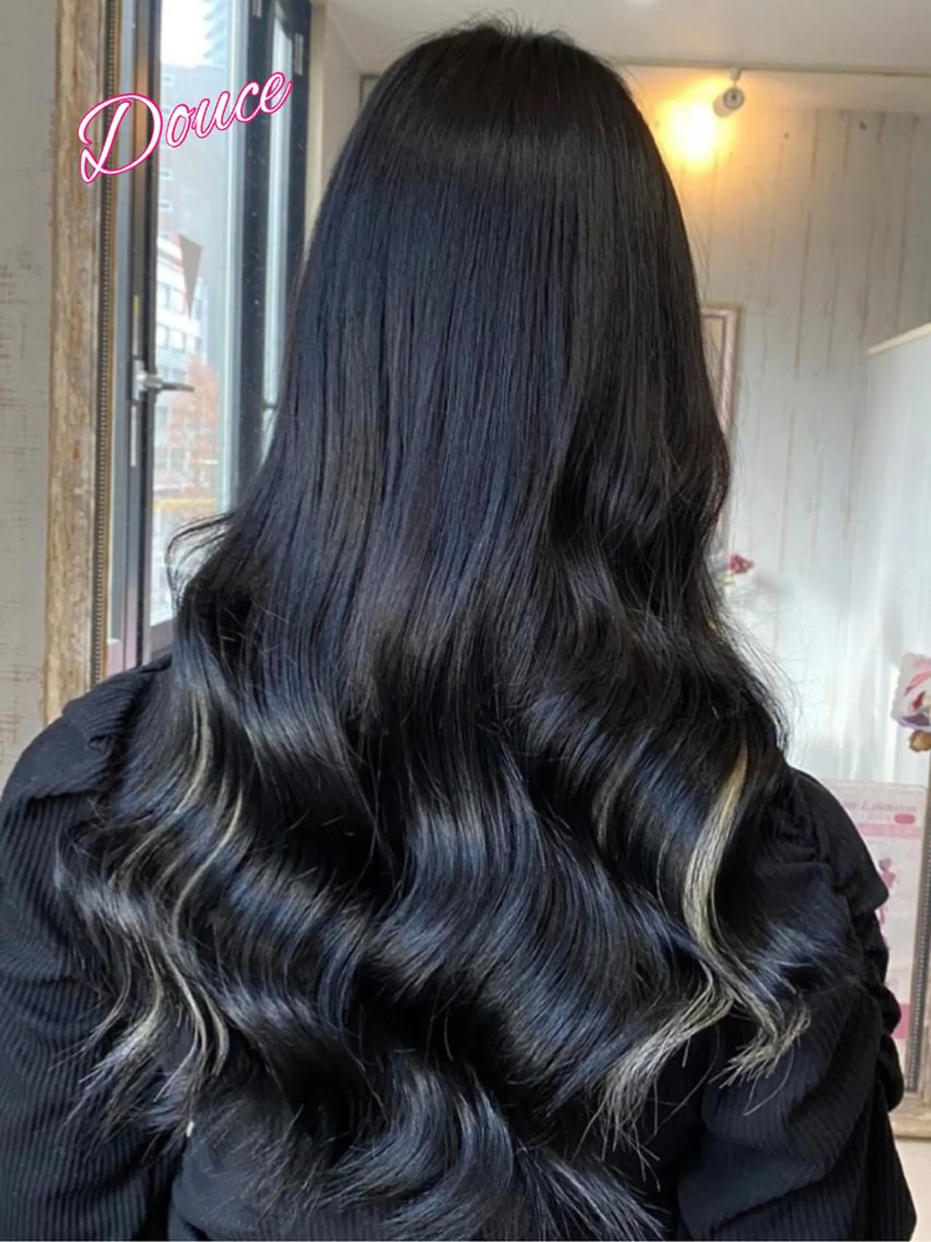 ロング カラー 大阪レミーエクステ チビ編み込みのヘアスタイル