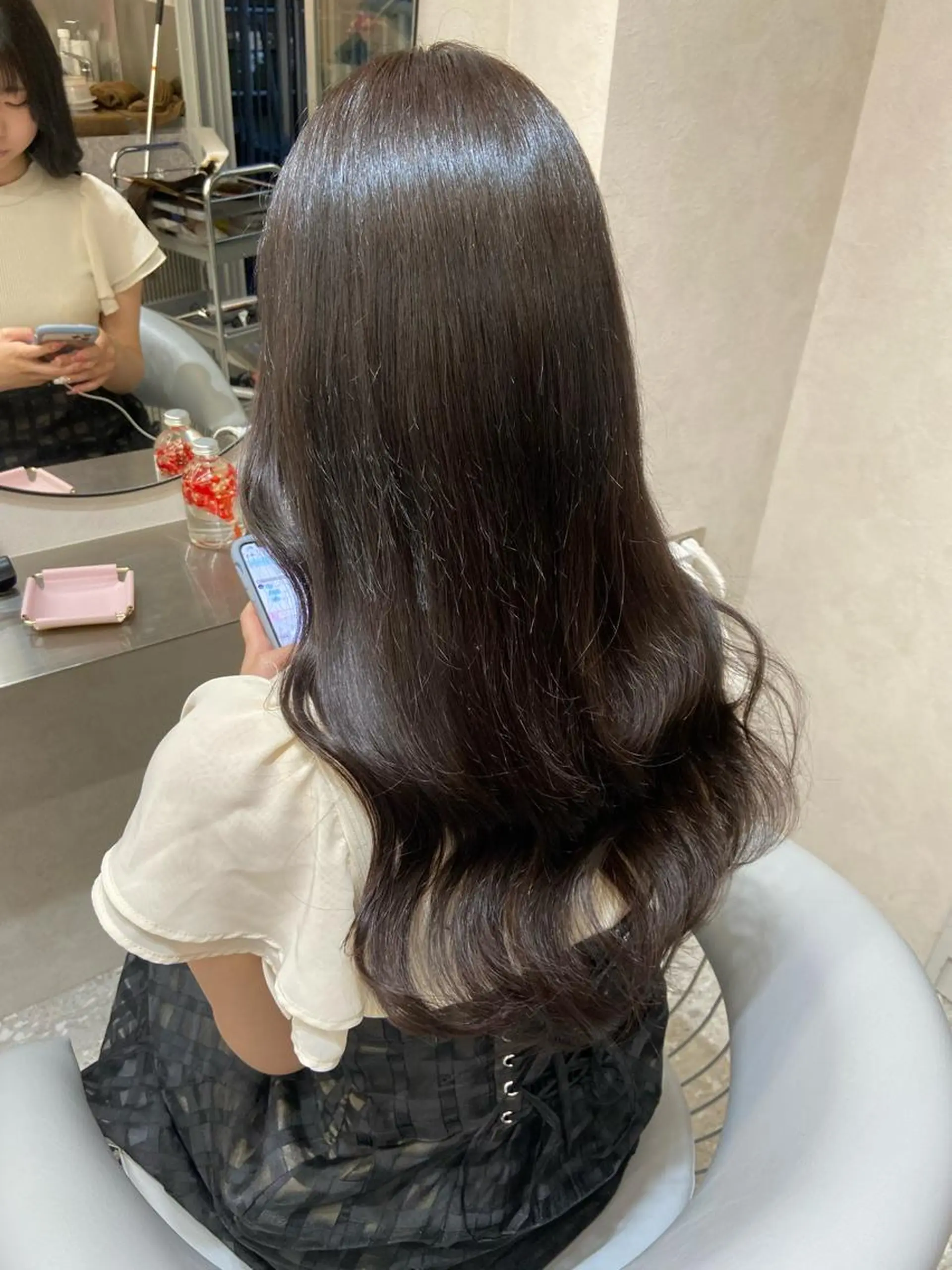 ロング カラー シールエクステ ブリーチ ブラウンカラー ケアカラー ダブルカラー 新宿/韓国ヘア 中明度カラー/かやのヘアスタイル