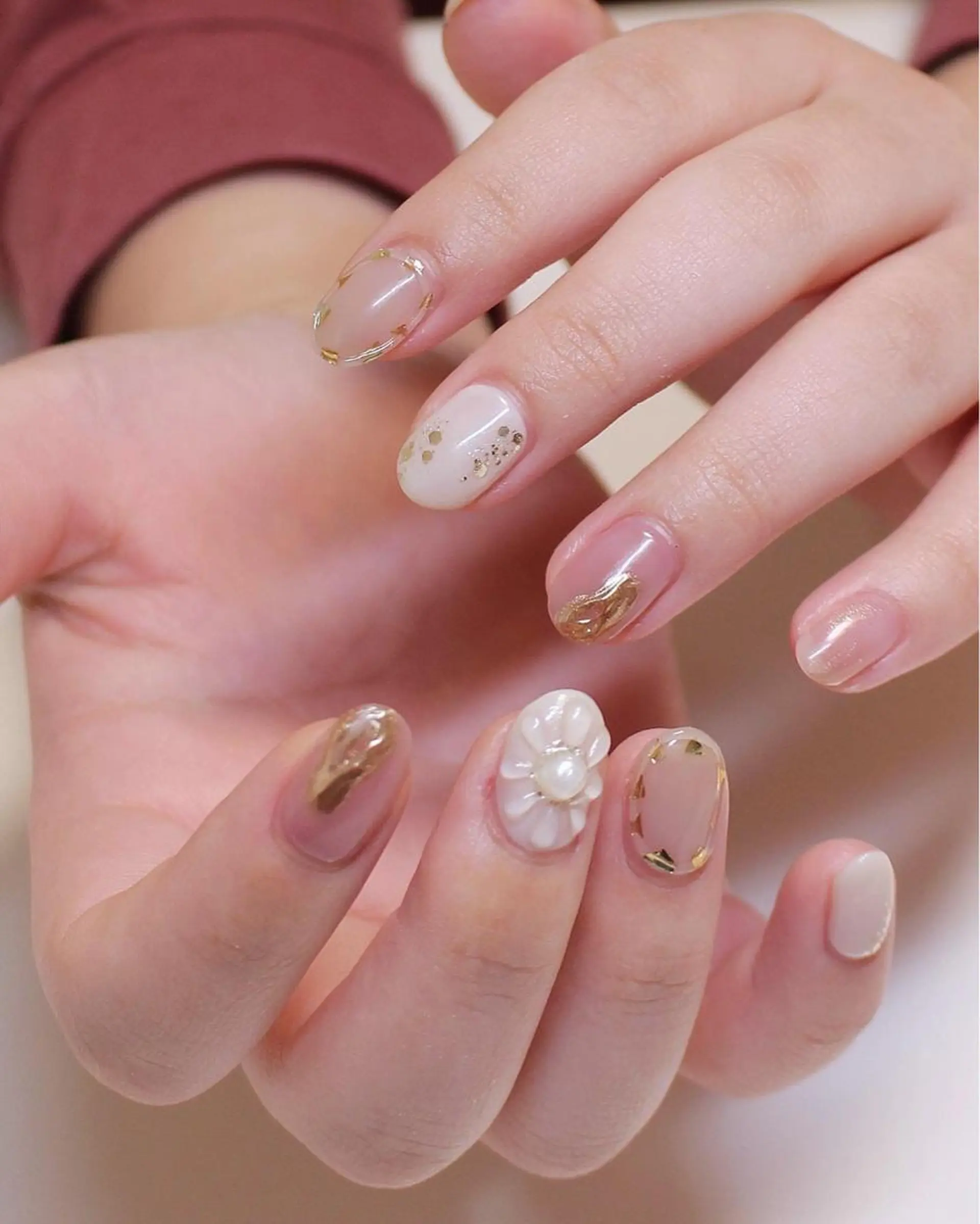 ネイル フラワーネイル ピンク ぷっくりネイル Baku Nailsのネイルデザイン