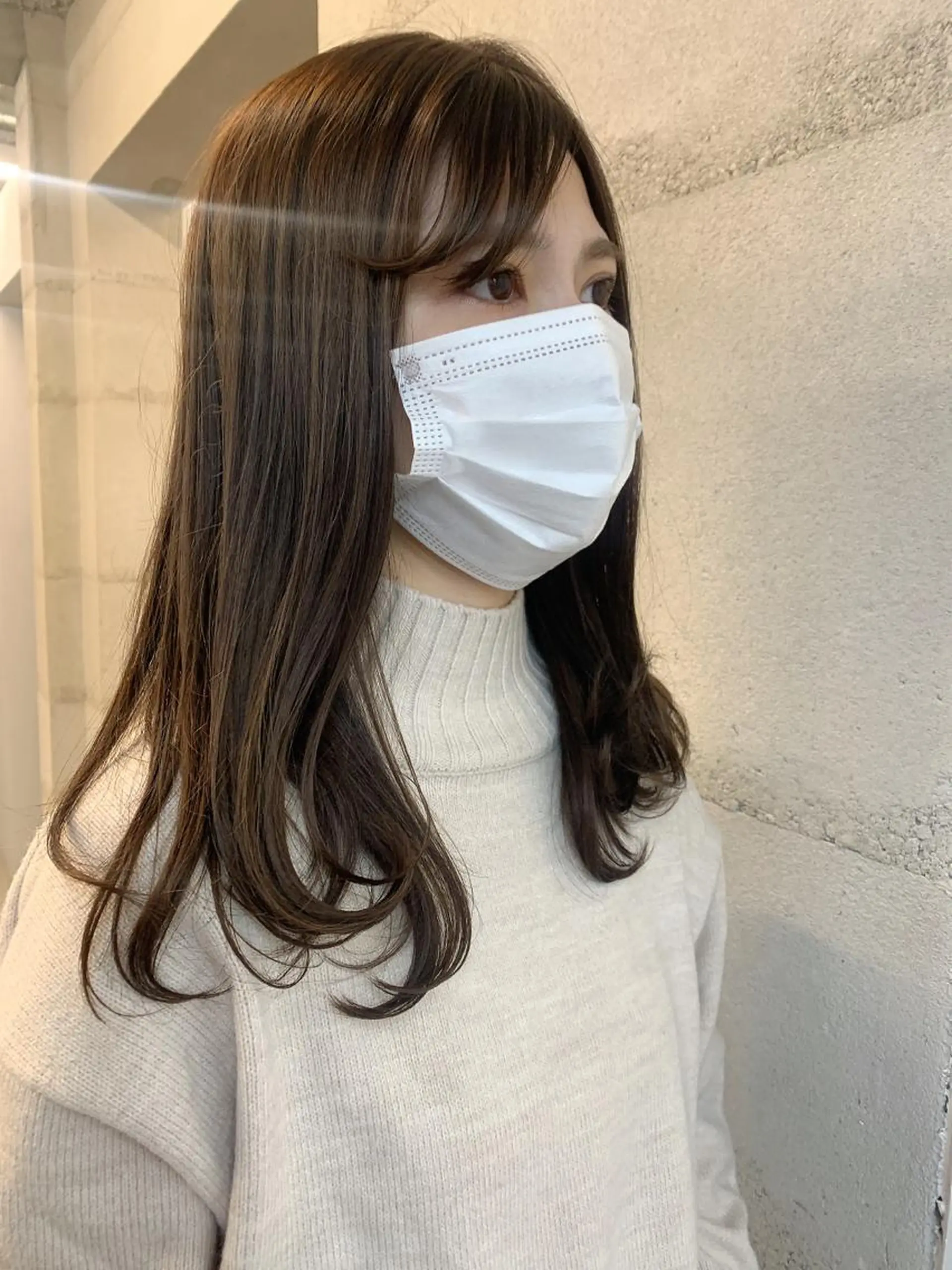 セミロング カラー 透明感/オリーブ/ グレージュ/YUKAのヘアスタイル