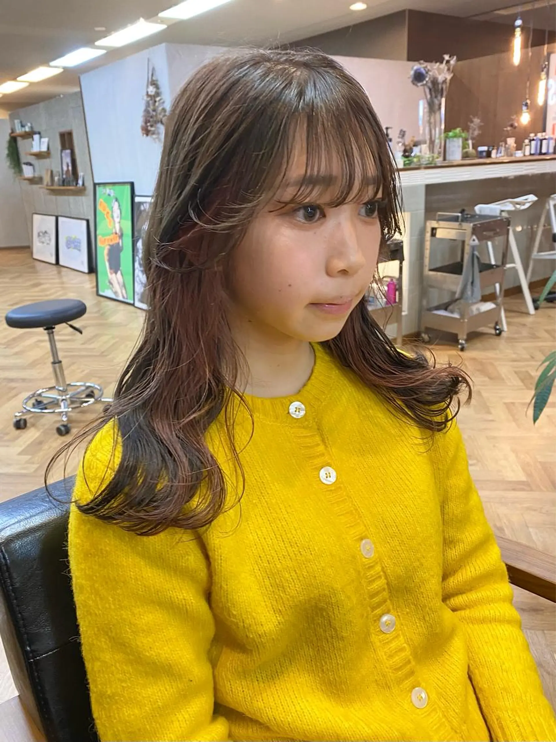 セミロング カラー ヘアカラー トリートメント ハル🌸柔色/ ブリーチなし/艶髪のヘアスタイル