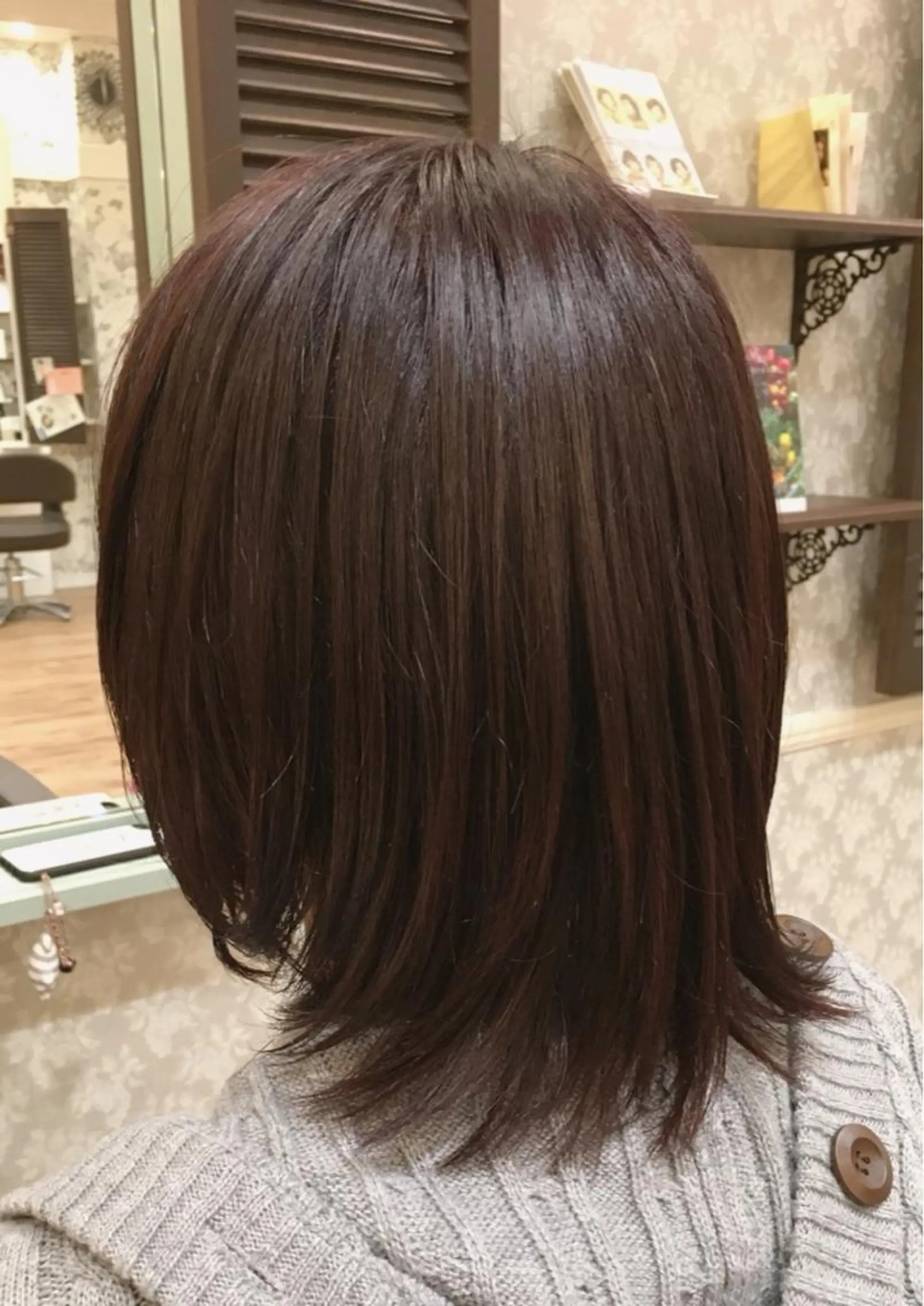 ミディアム カラー ブラウンカラー レッドカラー レッドブラウン 縮毛矯正 トリートメント ビーズアモール 豊田店のヘアスタイル