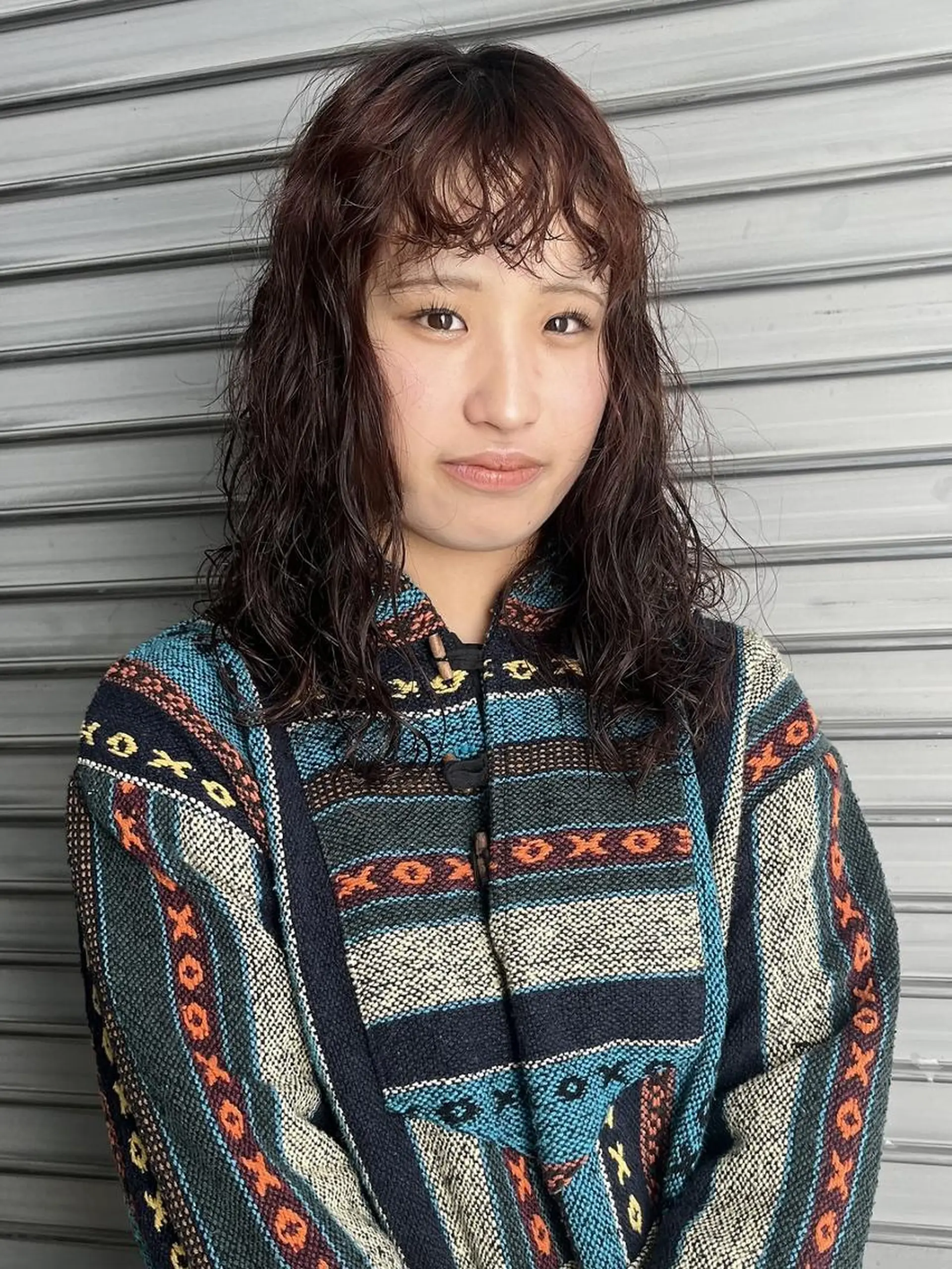 セミロング カット パーマ momoca/松本/ 暖色カラー/ボブのヘアスタイル