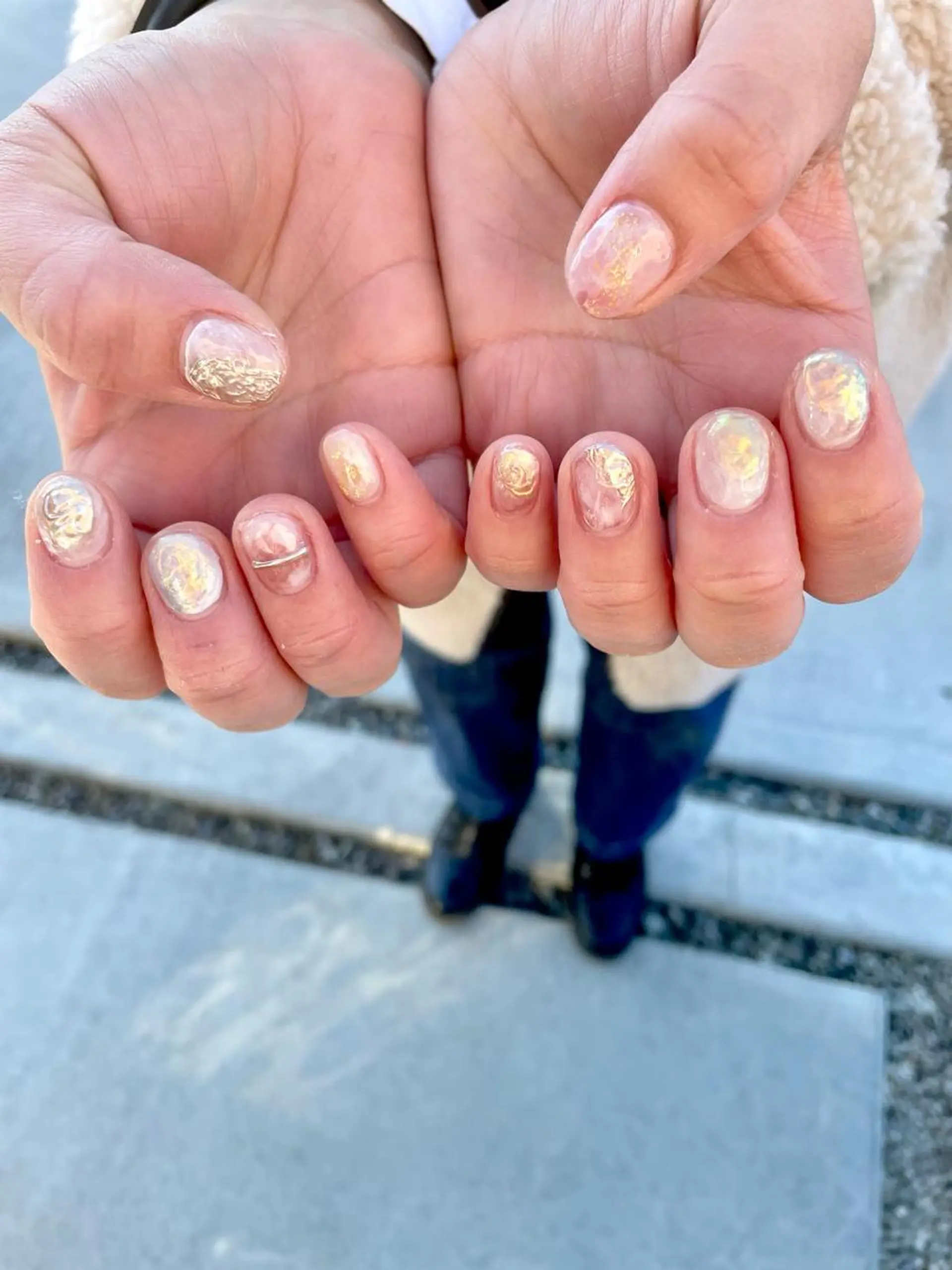 ネイル オーロラネイル ニュアンスネイル パステルネイル ショートネイル 春ネイル 甲府市徳行 🧸prunelleのネイルデザイン