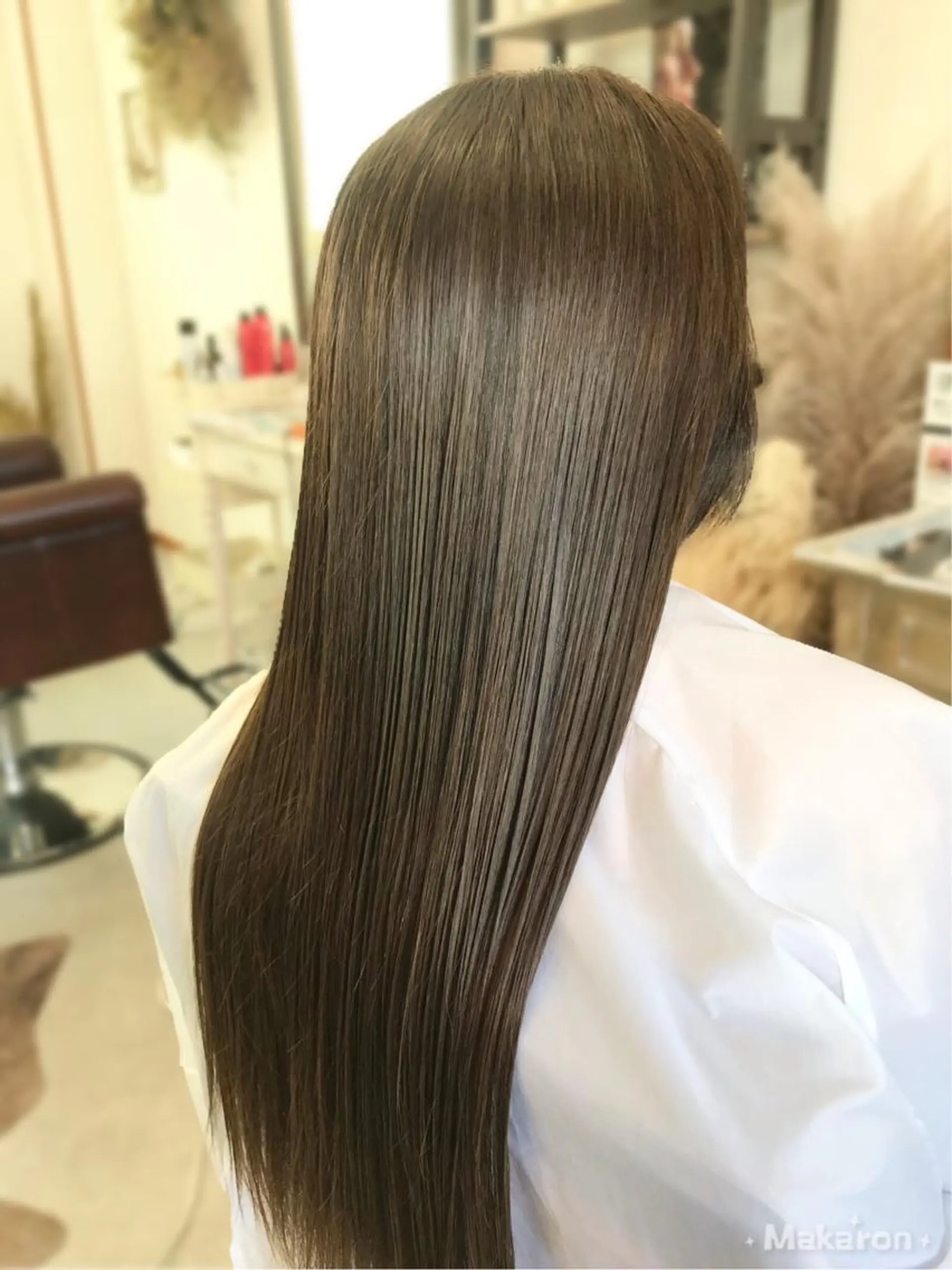 ロング カラー オリーブカラー ヘアカラー トリートメント hair works raptureのヘアスタイル